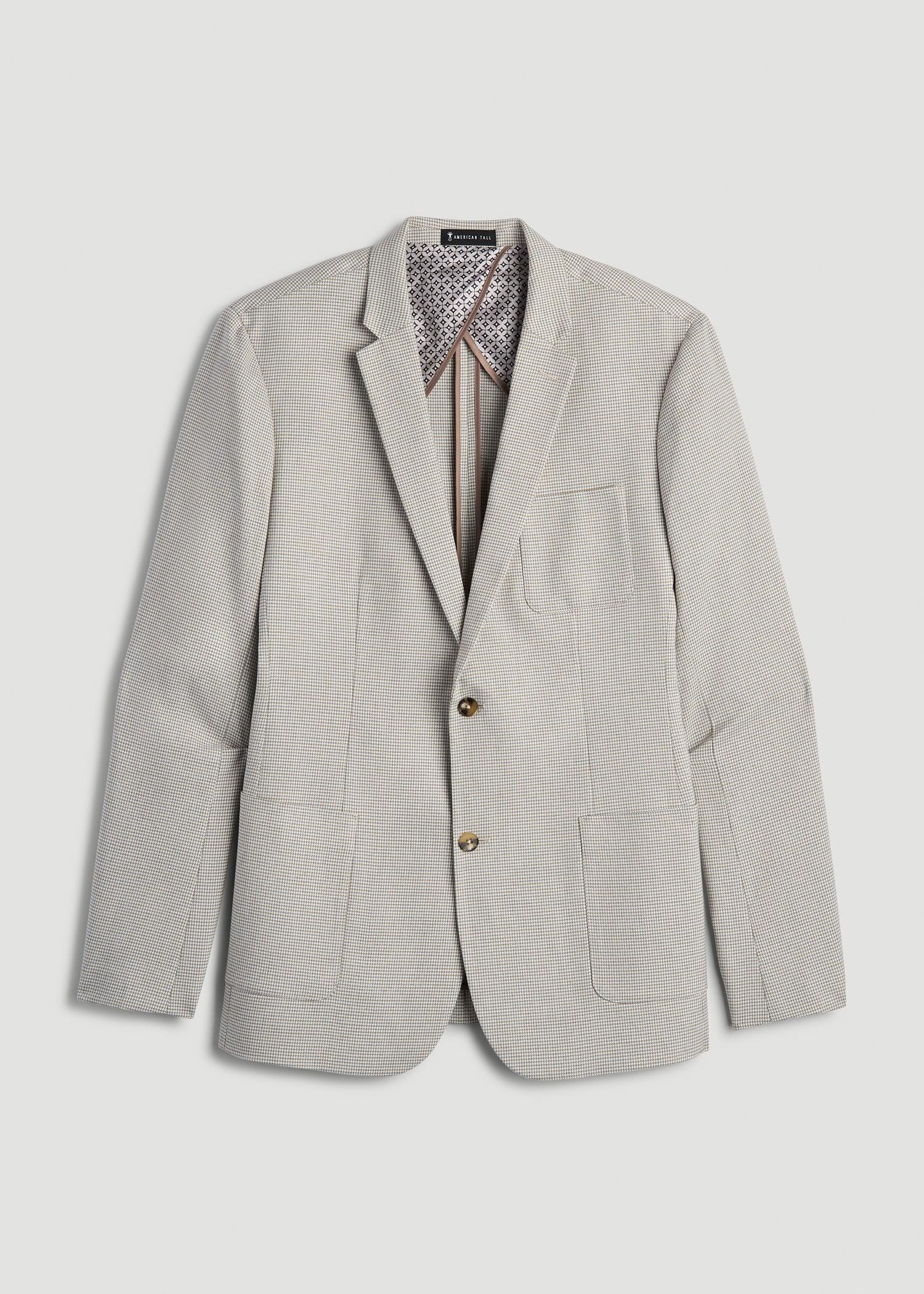 Men's Tall Core Blazer in Beige and Grey Houndstooth Product Image