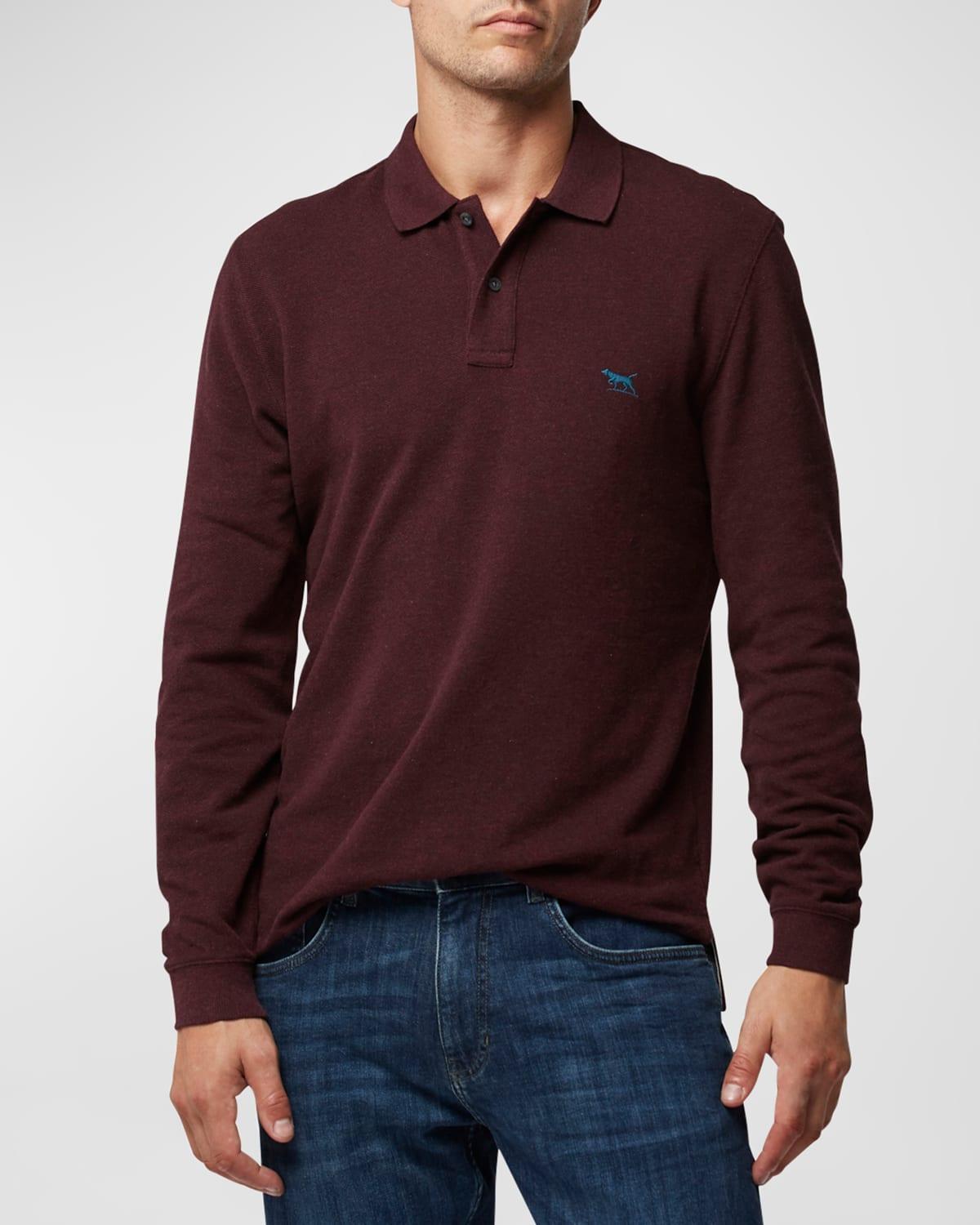 Mens Long-Sleeve Pique Polo Shirt Product Image