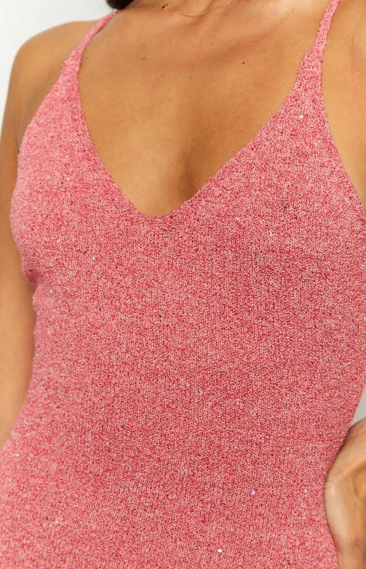 Airdrie Pink Knit Maxi Dress Product Image