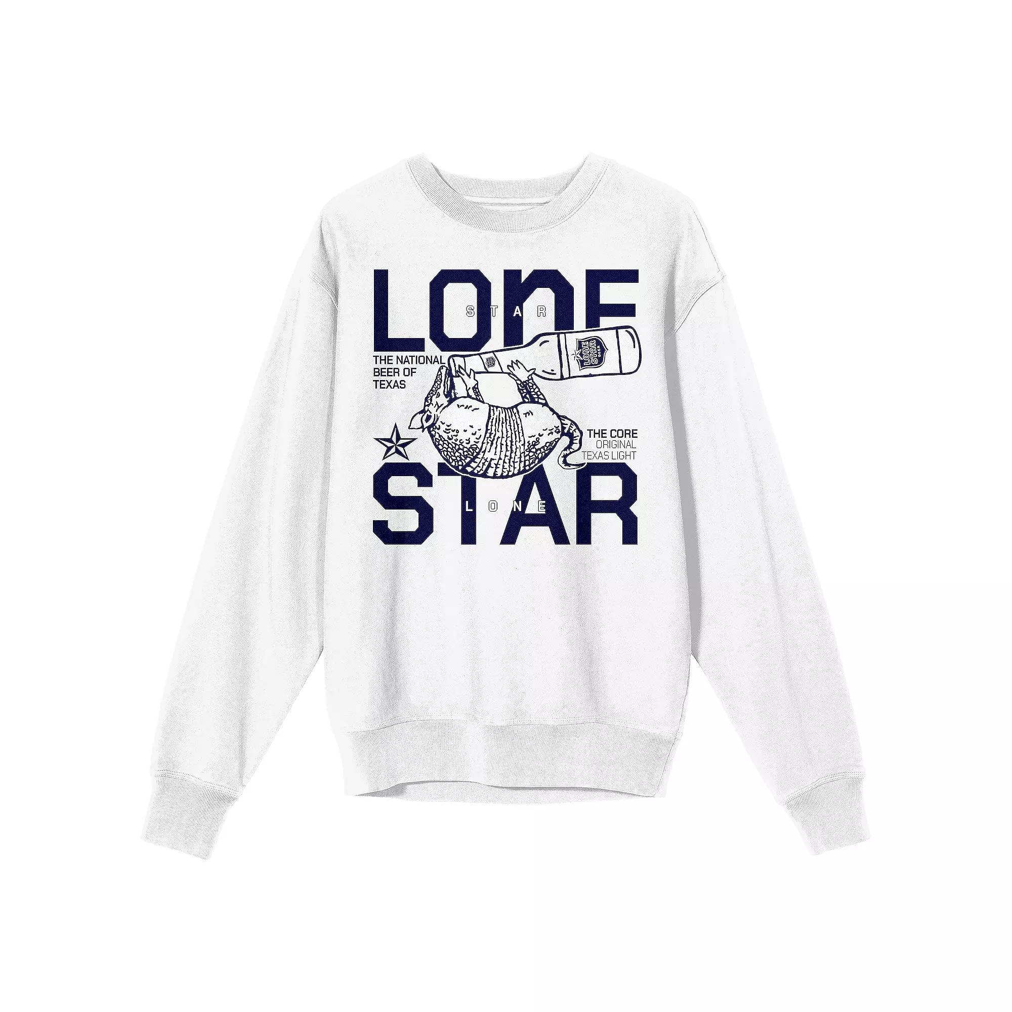 Men's Lone Star Beer Armadillo Drinking Long Sleeve Graphic Tee, Size: Medium, White Product Image
