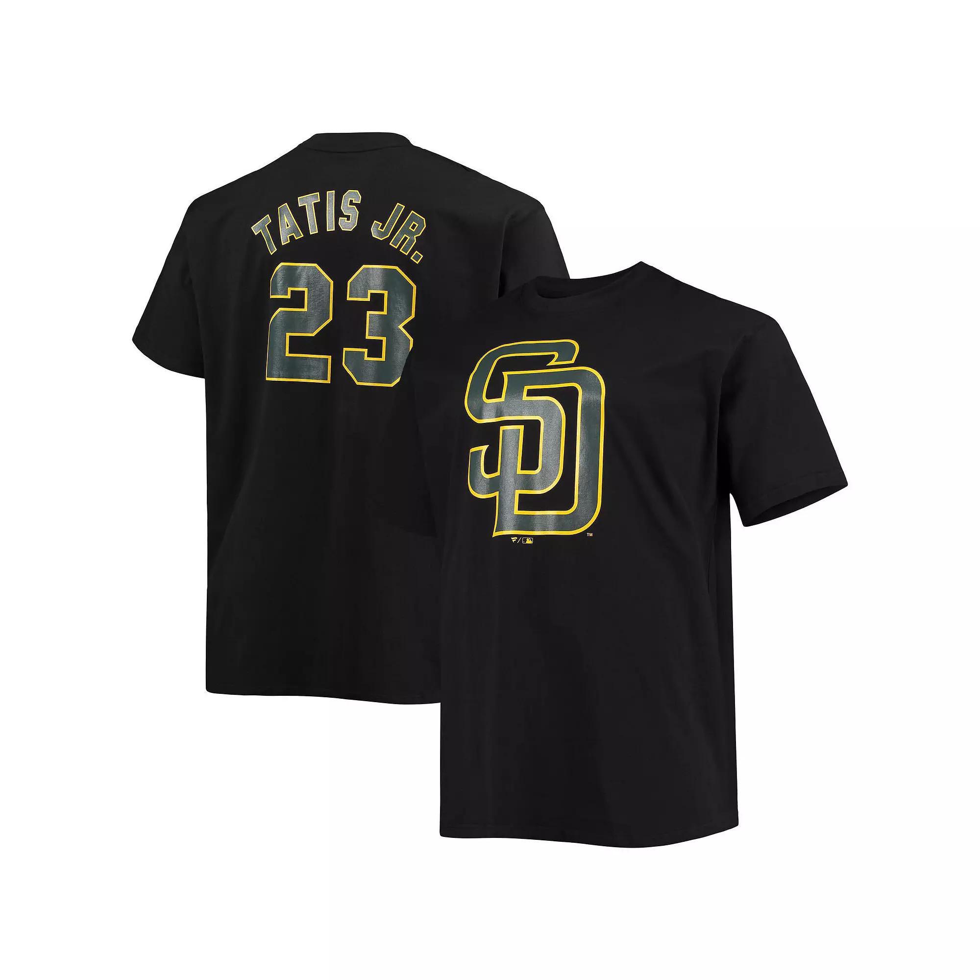 Men's Fanatics Branded Fernando Tatis Jr. Black San Diego Padres Big & Tall Wordmark Name & Number T-Shirt, Size: 4XB Product Image