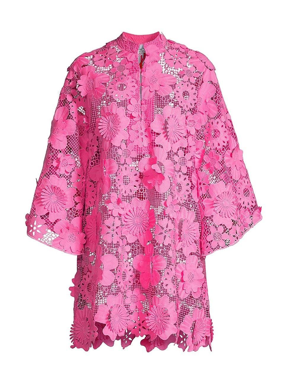 Womens 60s Floral Lace Mini Caftan Product Image