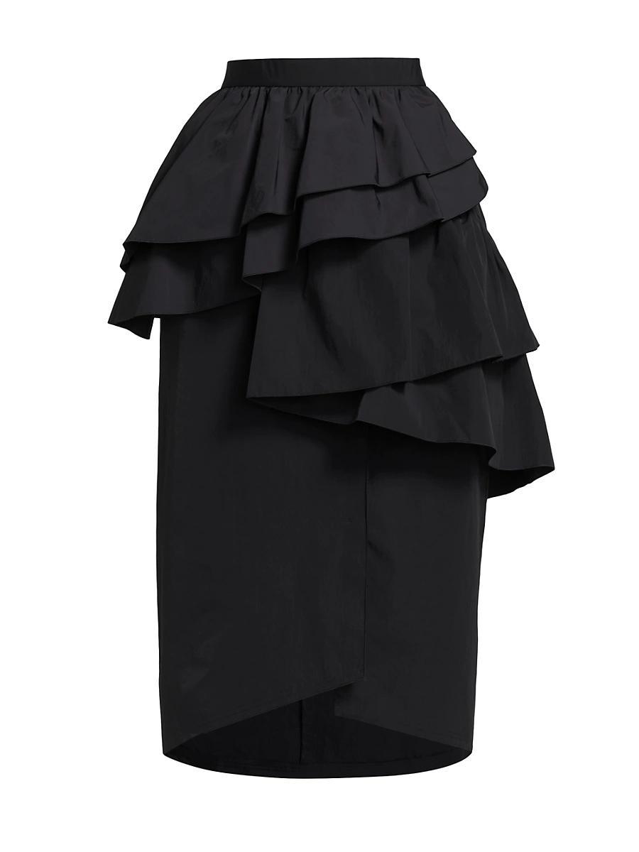 Womens Asymmetric Ruffled Parachute Midi-Skirt Product Image