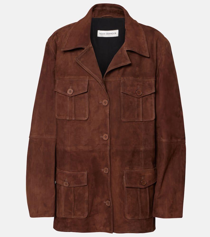 NOUR HAMMOUR Kargo Suede Jacket In Beige Product Image