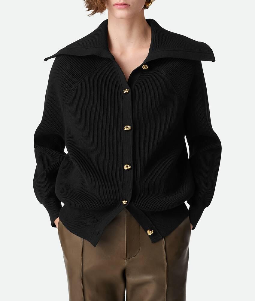 Women's Cotton Rib Cardigan in Black Product Image