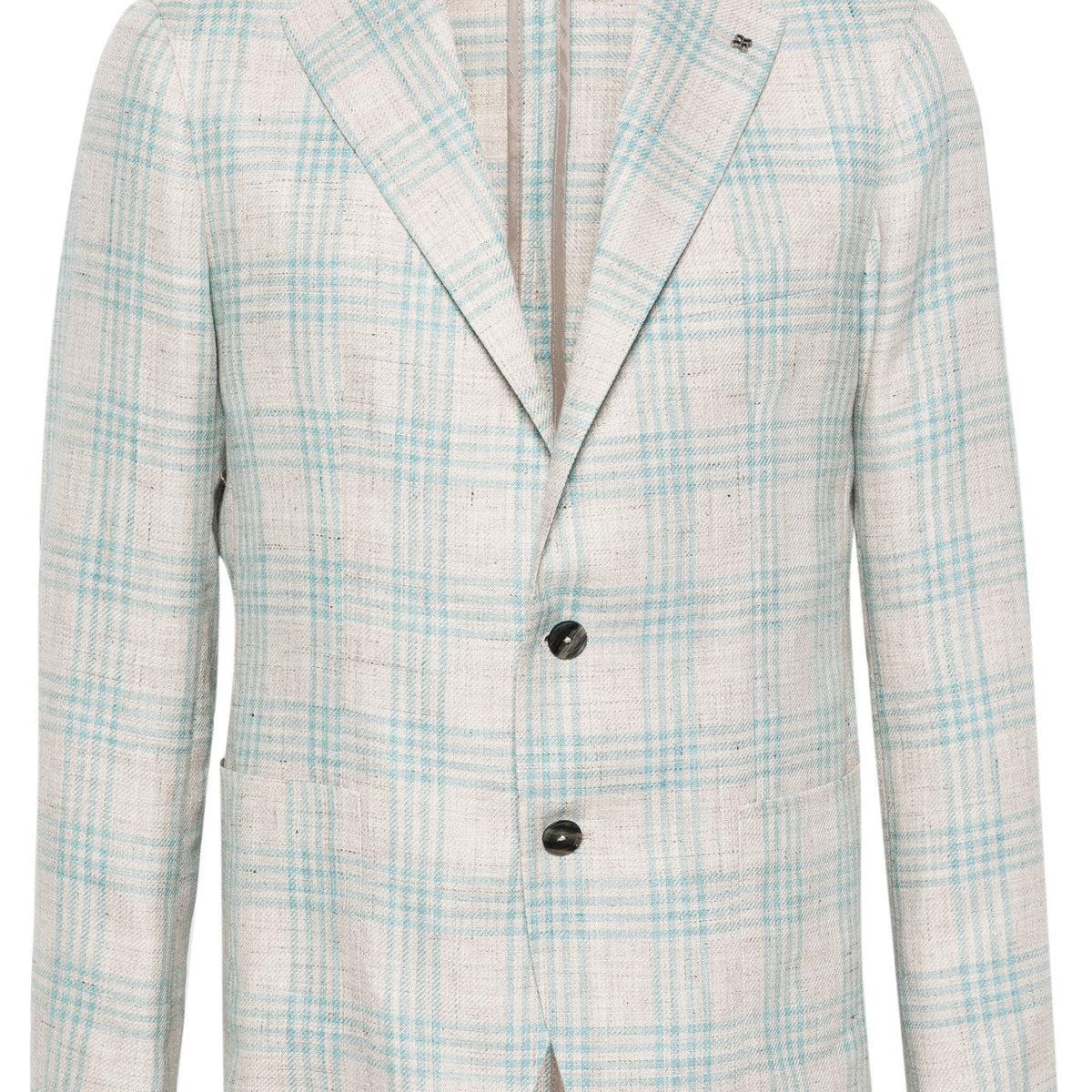Tagliatore Sky Blue Check Beige Blazer Product Image