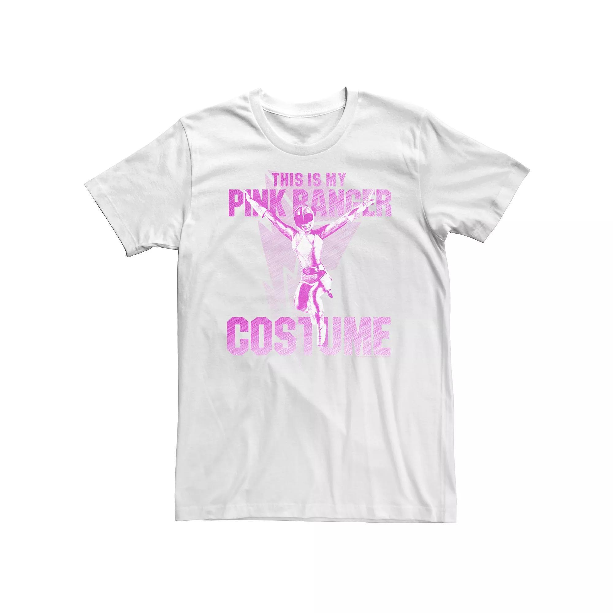 Big & Tall Power Rangers This Is My Pink Ranger Costume Tee, Men's, Size: XL Tall, White Product Image