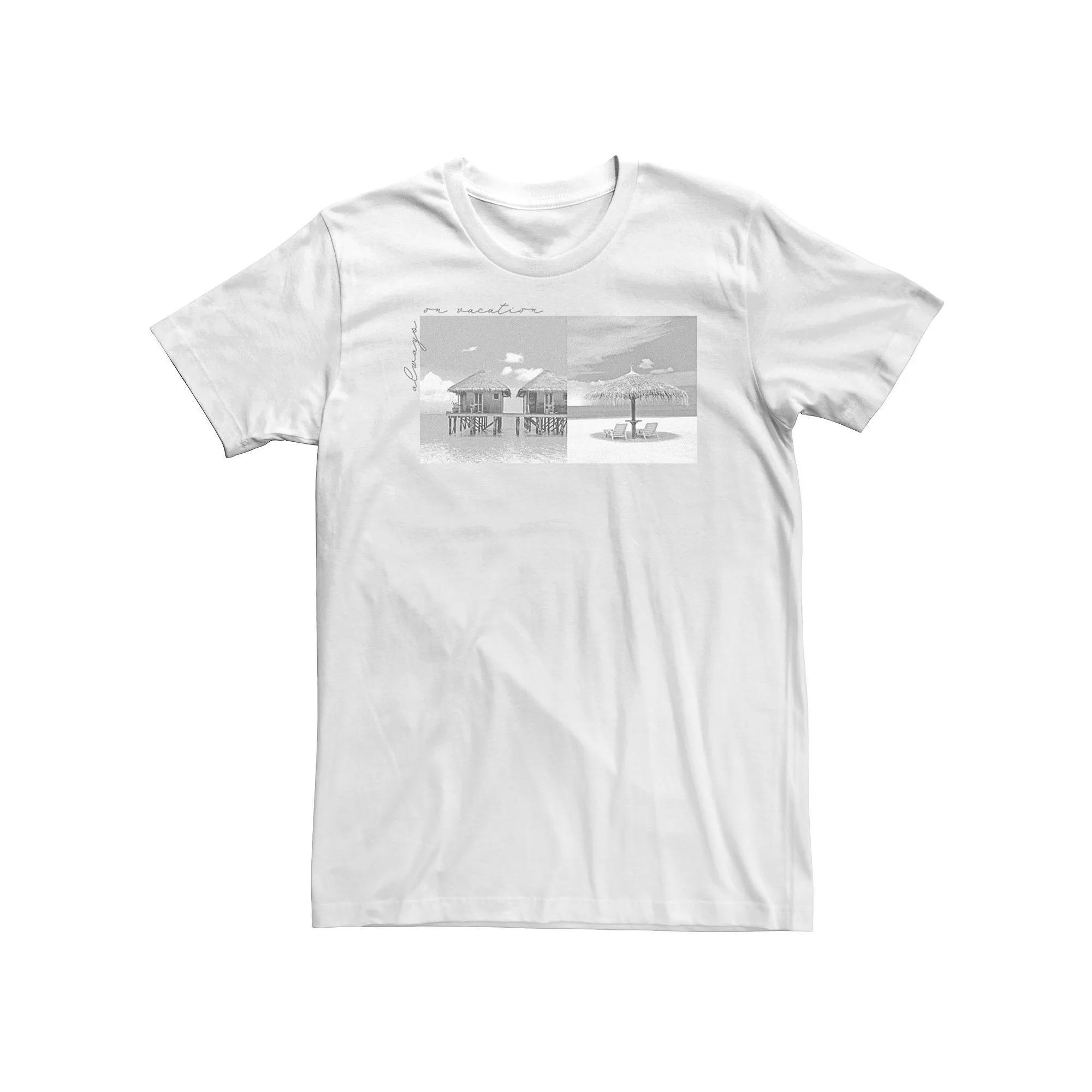 Big & Tall Always On Vacation Photo Real Tee, Men's, Size: 3XL Tall, White Product Image