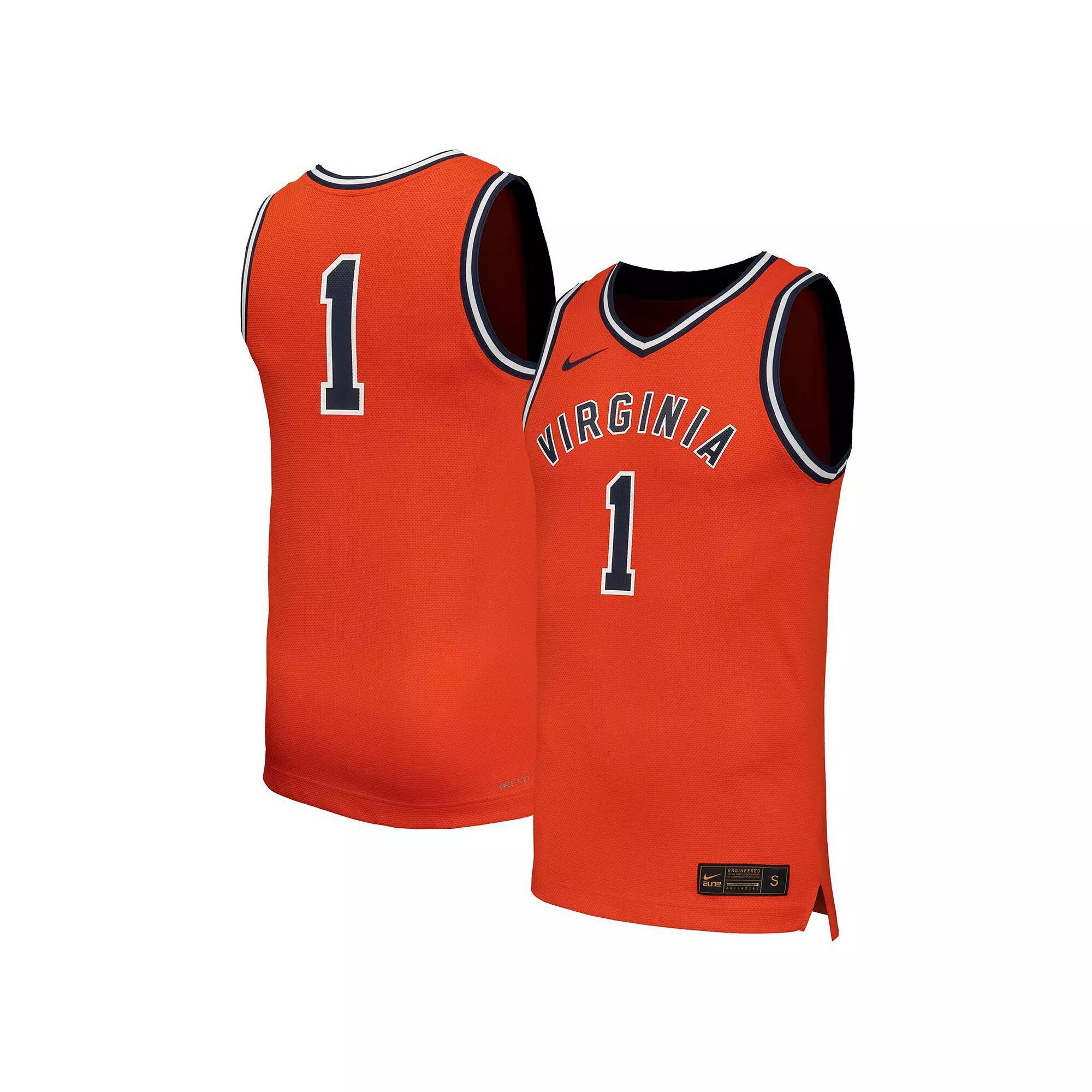Men's Nike #1 Orange Virginia Cavaliers  Throwback Replica Basketball Jersey, Size: Large Product Image