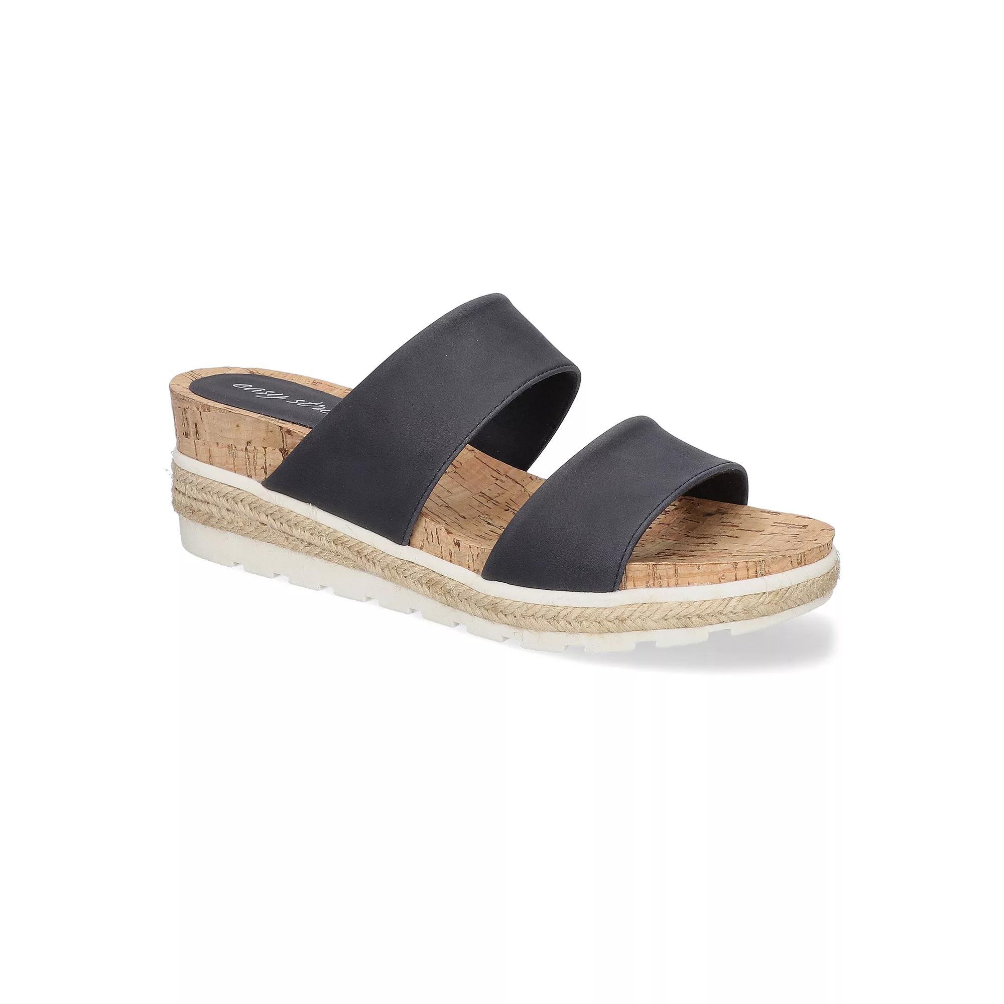 Easy Street Maryann Womens Wedge Sandals Blue Product Image