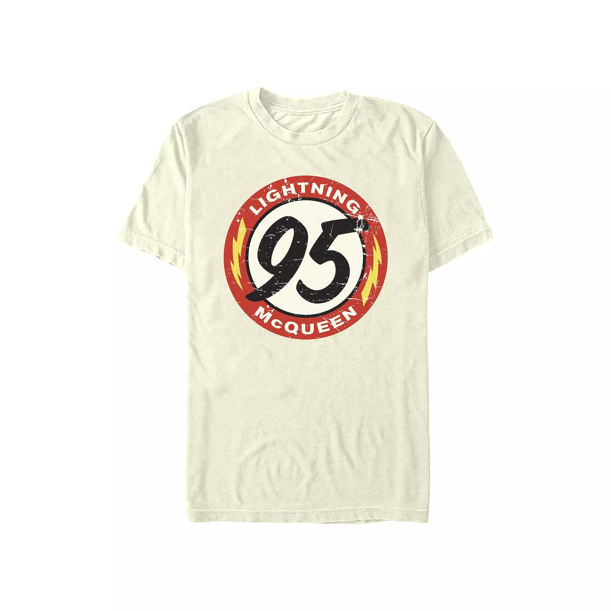 Disney / Pixar's Cars Lightning McQueen 95 Stamp Men's Graphic Tee, Size: XL, Natural Product Image
