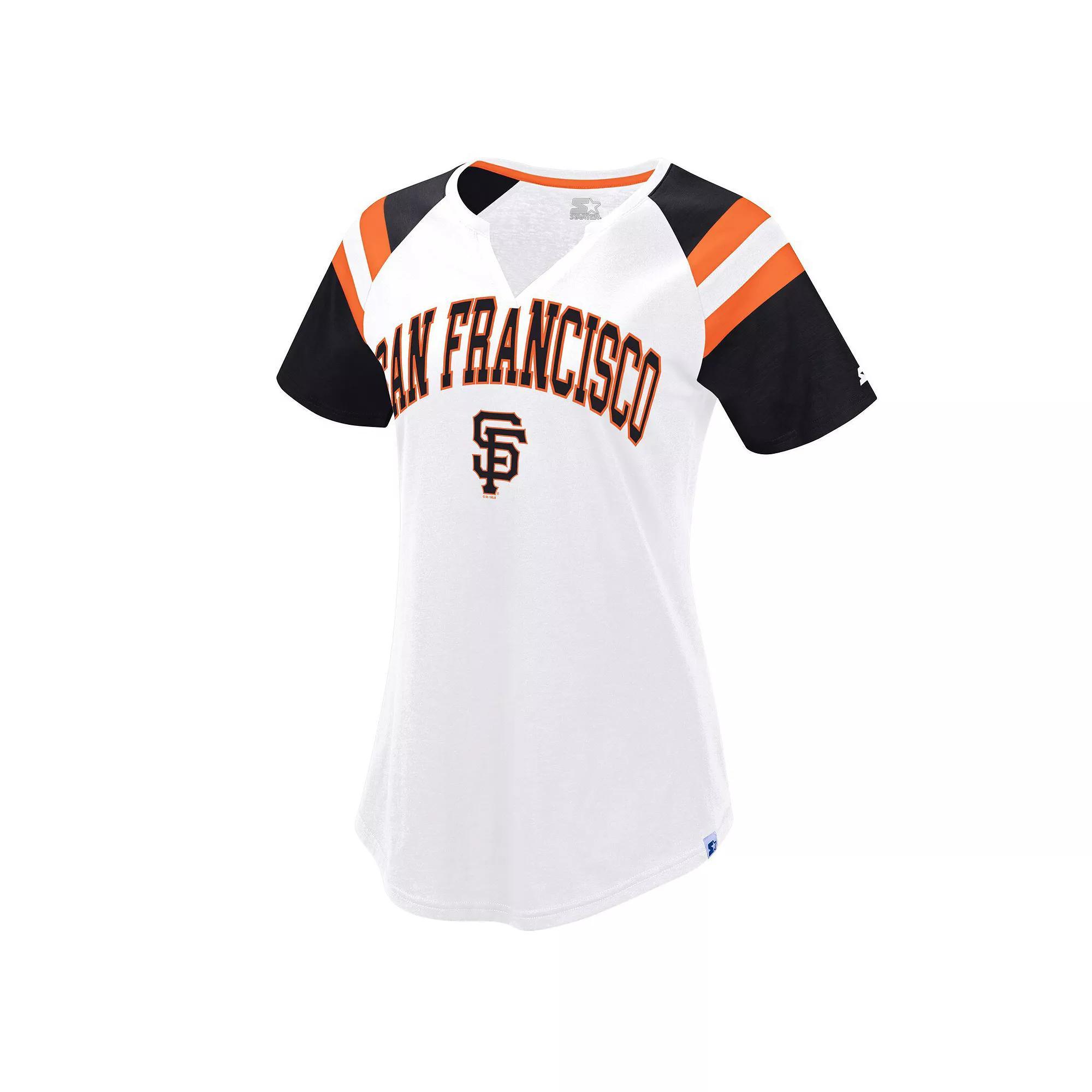 Women's Starter White/Royal Los Angeles Dodgers Game On Notch Neck Raglan T-Shirt, Size: Large Product Image