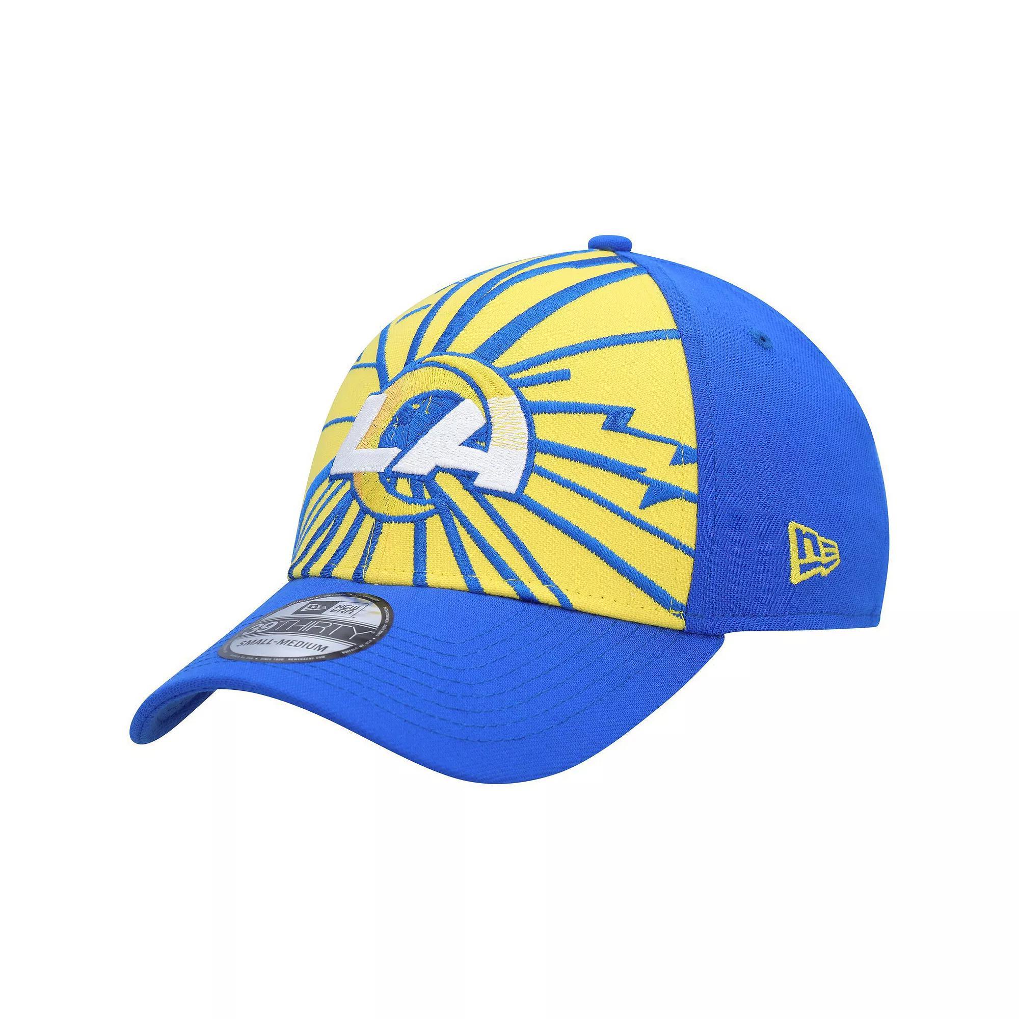 Men's New Era Gold/Royal Los Angeles Rams Shattered 39THIRTY Flex Hat, Size: Small/Medium Product Image