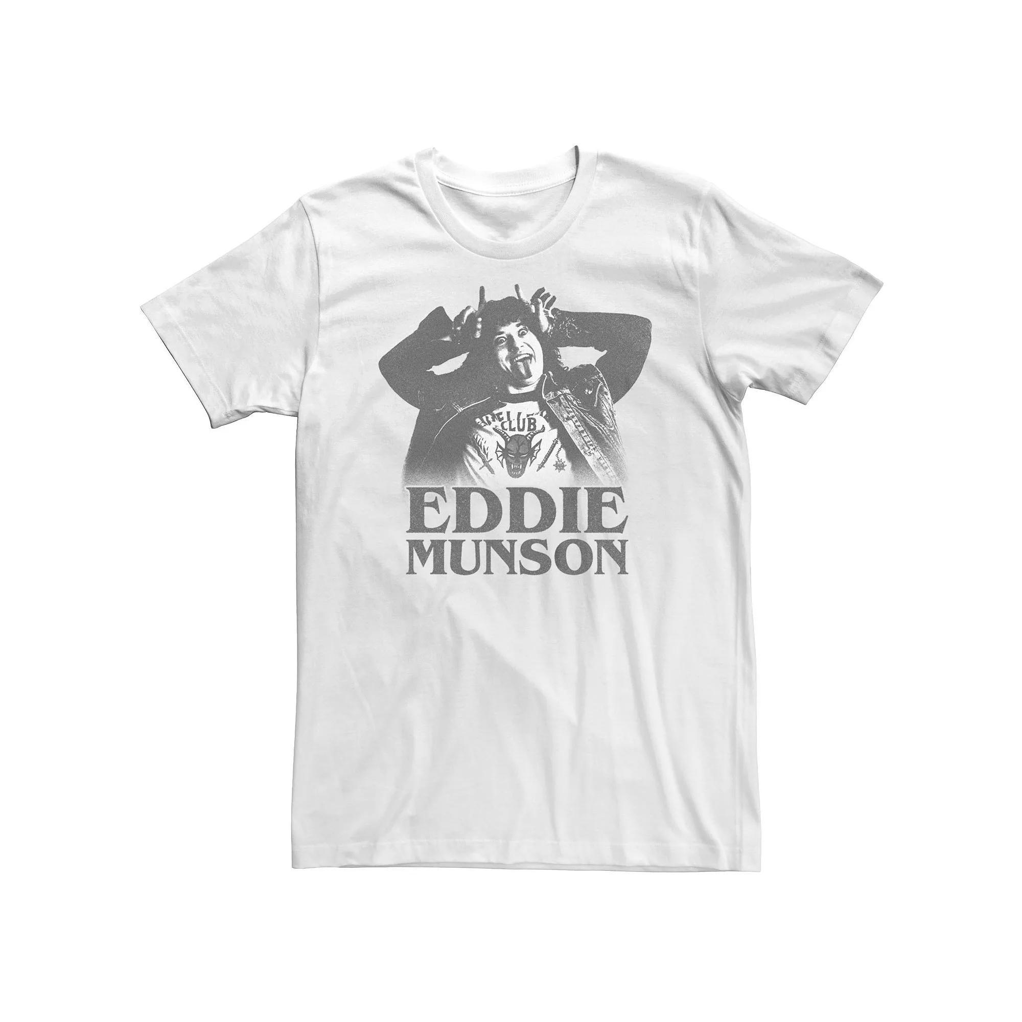 Big & Tall Stranger Things Eddie Horns BW Poster Tee, Men's, Size: 5XB, White Product Image