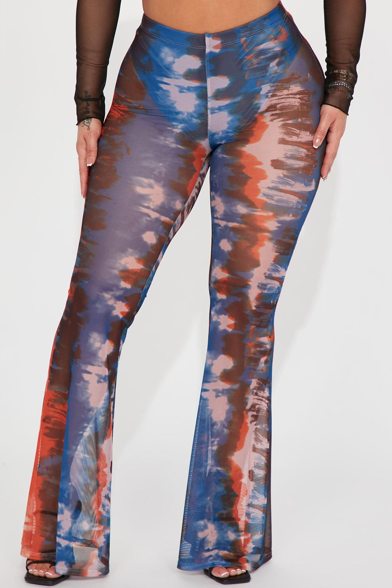 Cali Sunsets Printed Mesh Flare Pant - Orange/combo Product Image