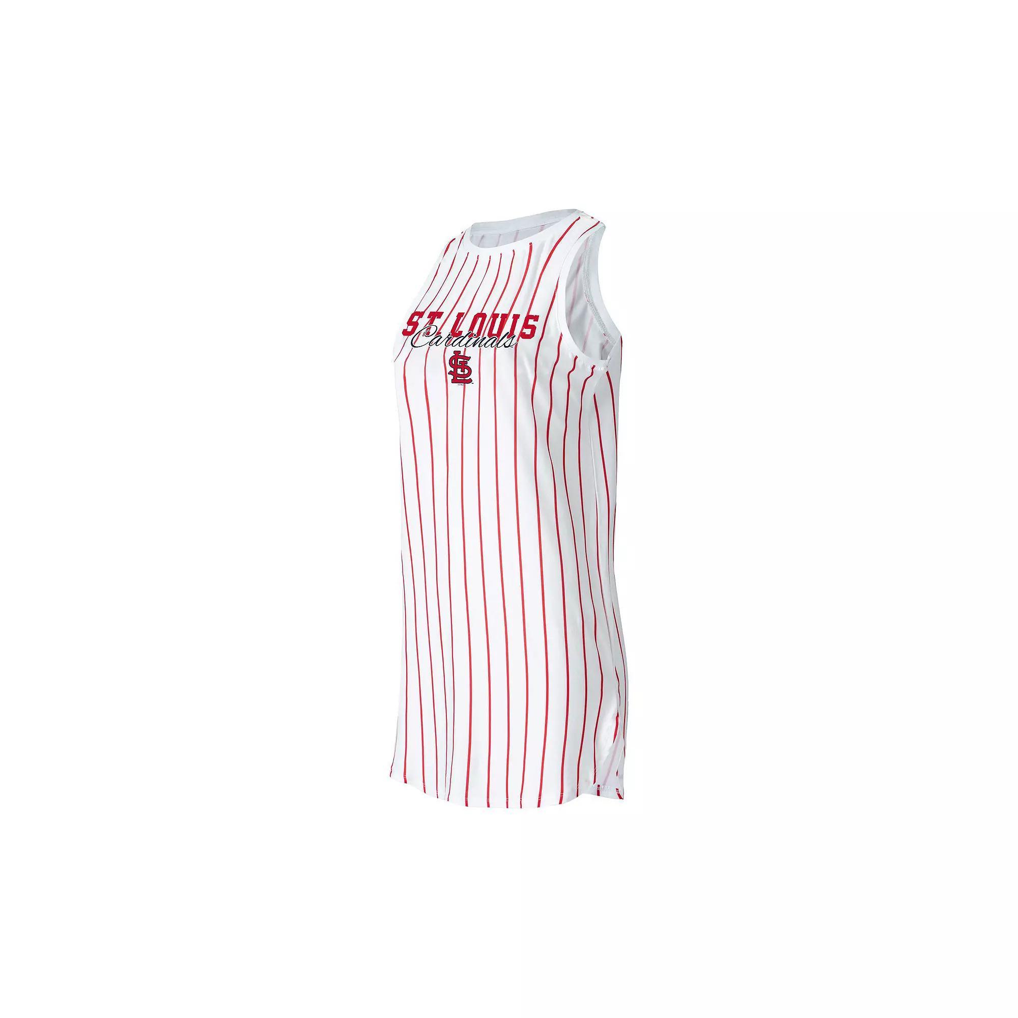 Women's Concepts Sport White St. Louis Cardinals Reel Pinstripe Knit Sleeveless Nightshirt, Size: Large Product Image