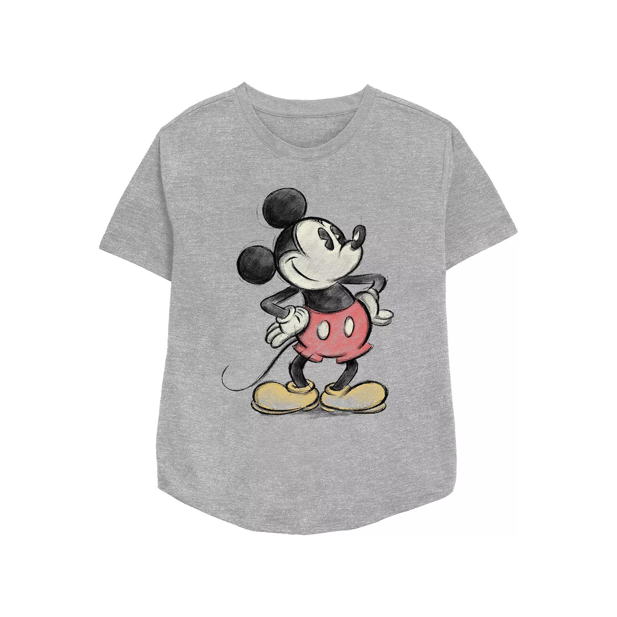 Disney's Mickey Mouse Color Sketch Women's Relaxed Fit Graphic Tee, Size: XL, Athletic Grey Product Image