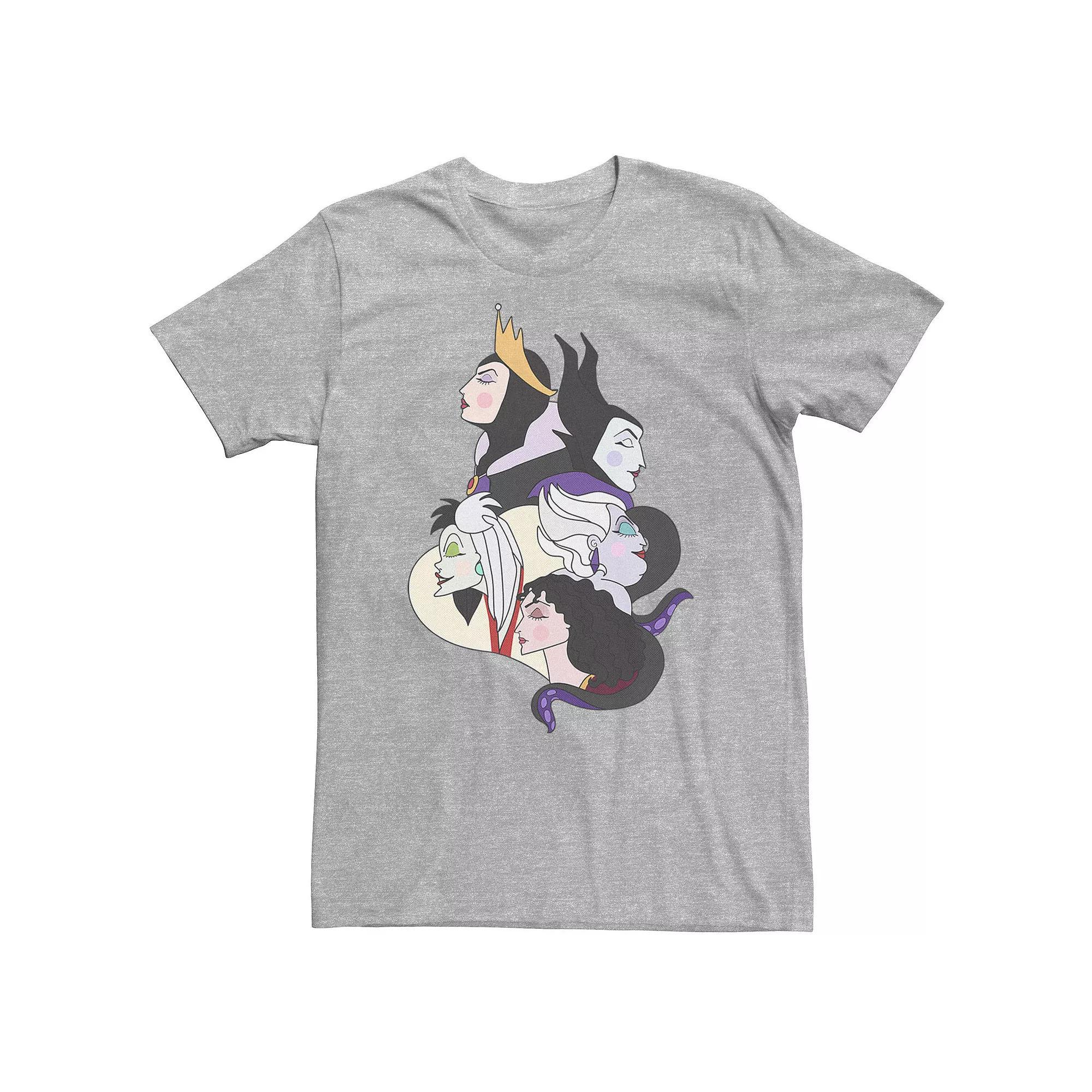 Big & Tall Disney Villains Side Profile Group Shot Tee, Men's, Size: 4XL, Athletic Grey Product Image