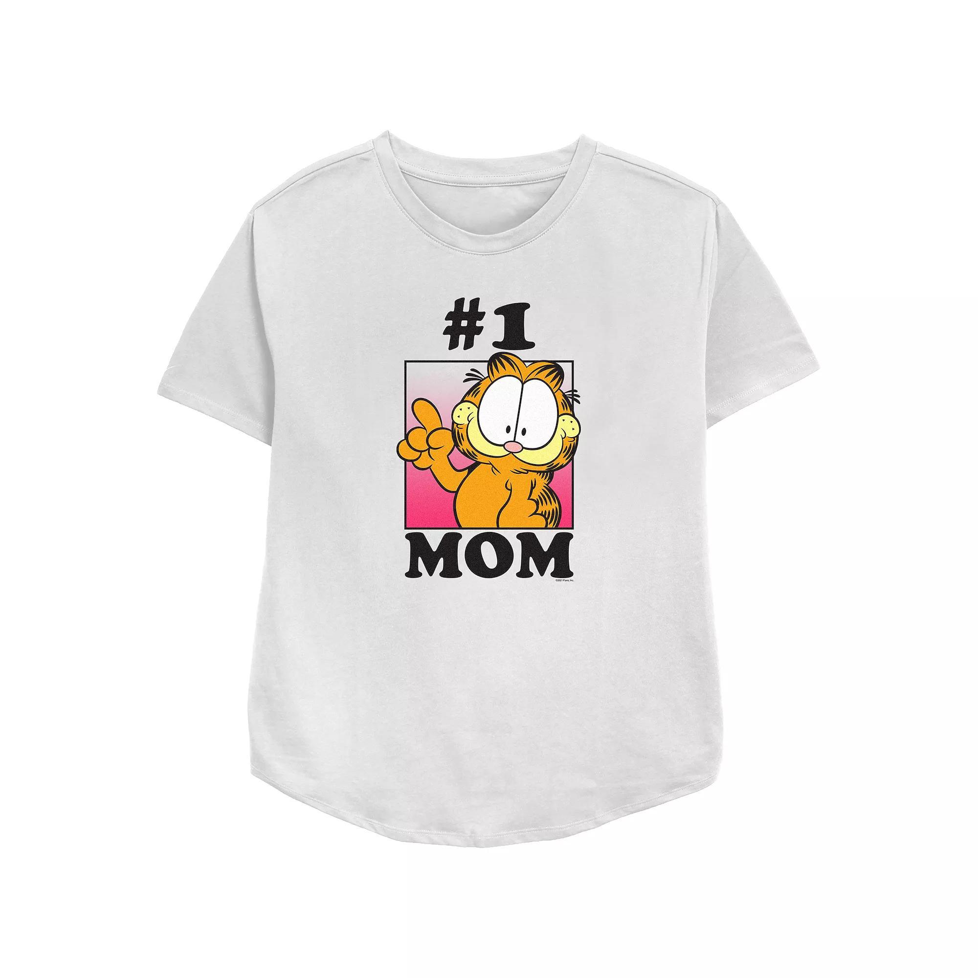 Women's Garfield #1 Mom Relaxed Fit Graphic Tee, Size: XXL, White Product Image