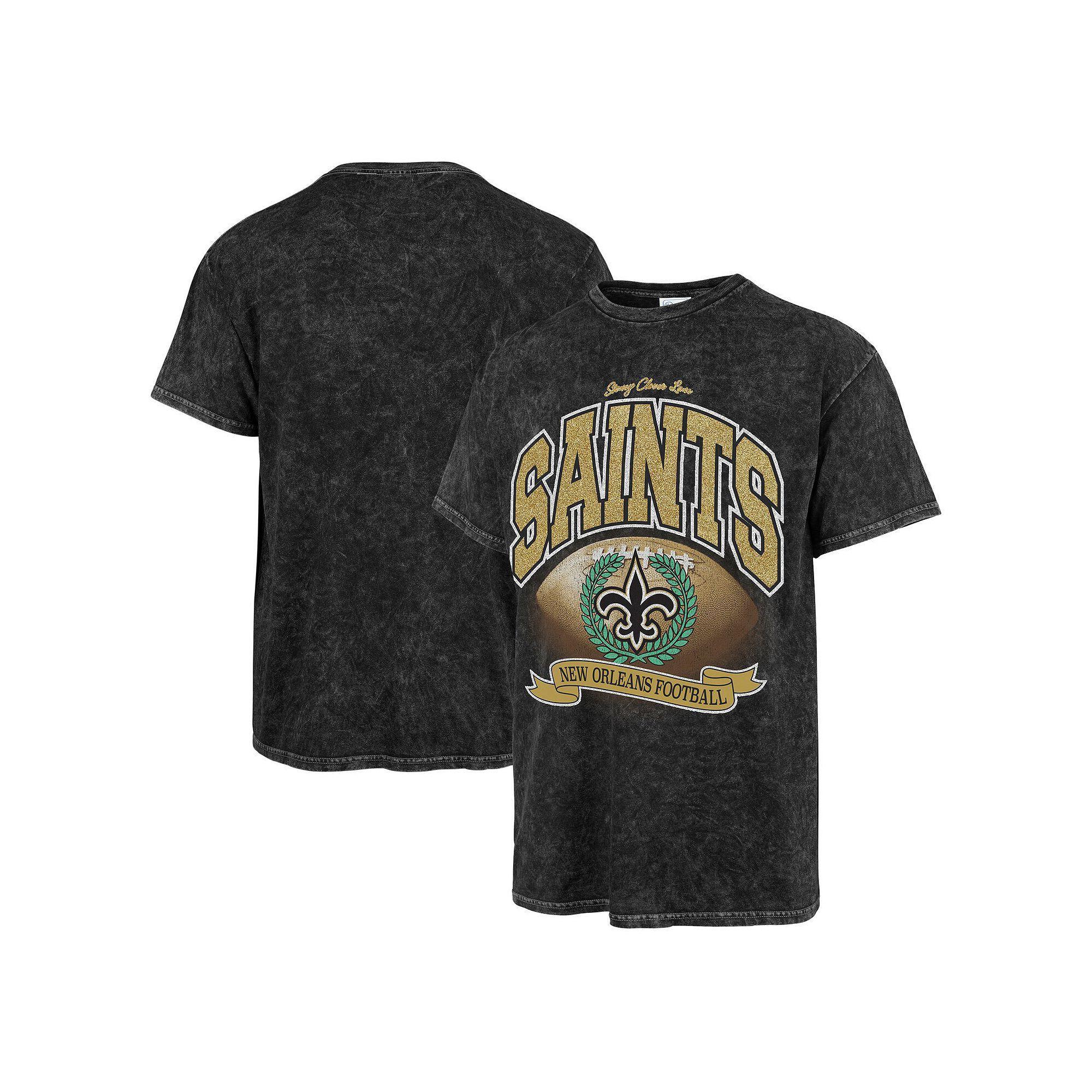 Women's Stoney Clover Lane x '47 Black New Orleans Saints Glitter Rocker Retro Tubular T-Shirt, Size: Small Product Image
