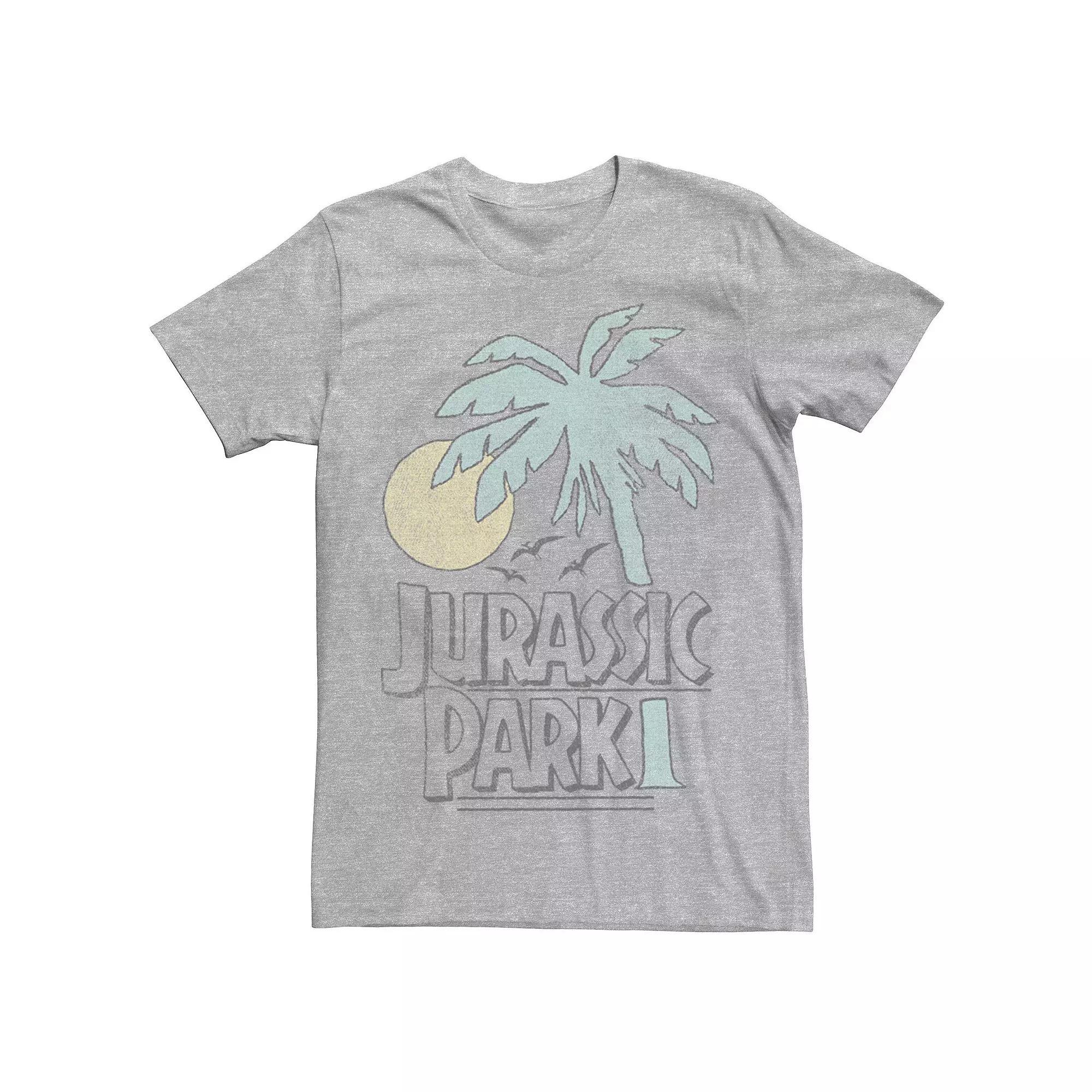 Men's Jurassic Park Palm Tree Sunset Logo Tee, Size: Large, Blue Product Image