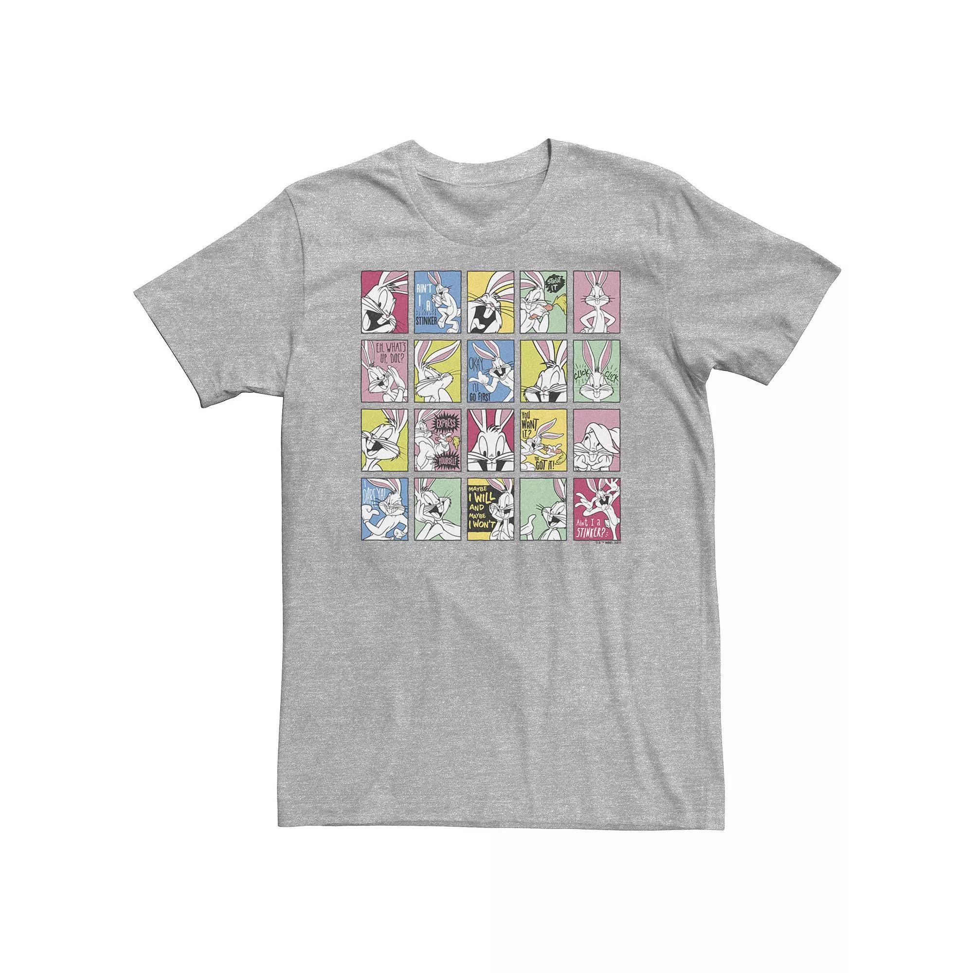 Big & Tall Looney Tunes Bugs Bunny Portrait Box Up Tee, Men's, Size: 3XL, Athletic Grey Product Image
