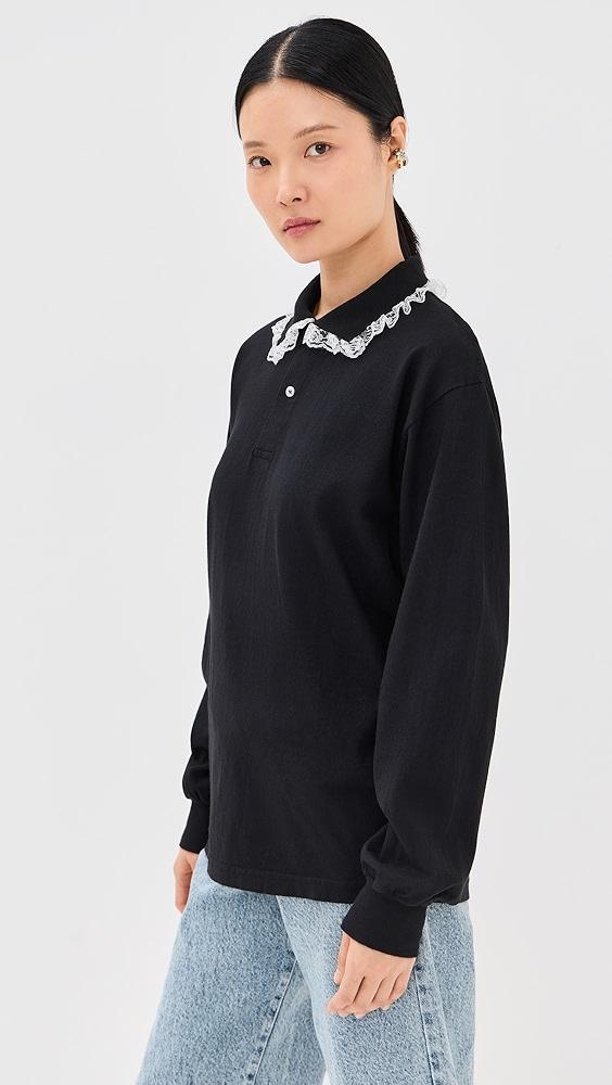 Tanner Fletcher Cletus Lace Trim Long Sleeve Polo | Shopbop Product Image