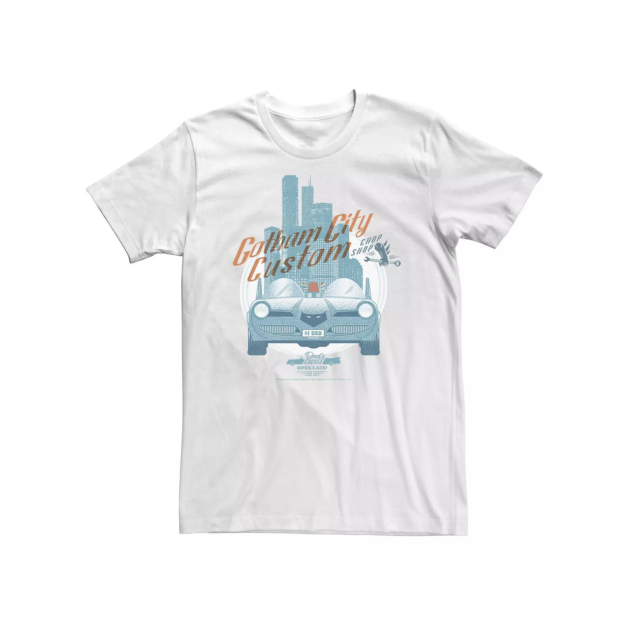 Big & Tall DC Comics Gotham City Customs Shop Poster Tee, Men's, Size: 3XL, White Product Image