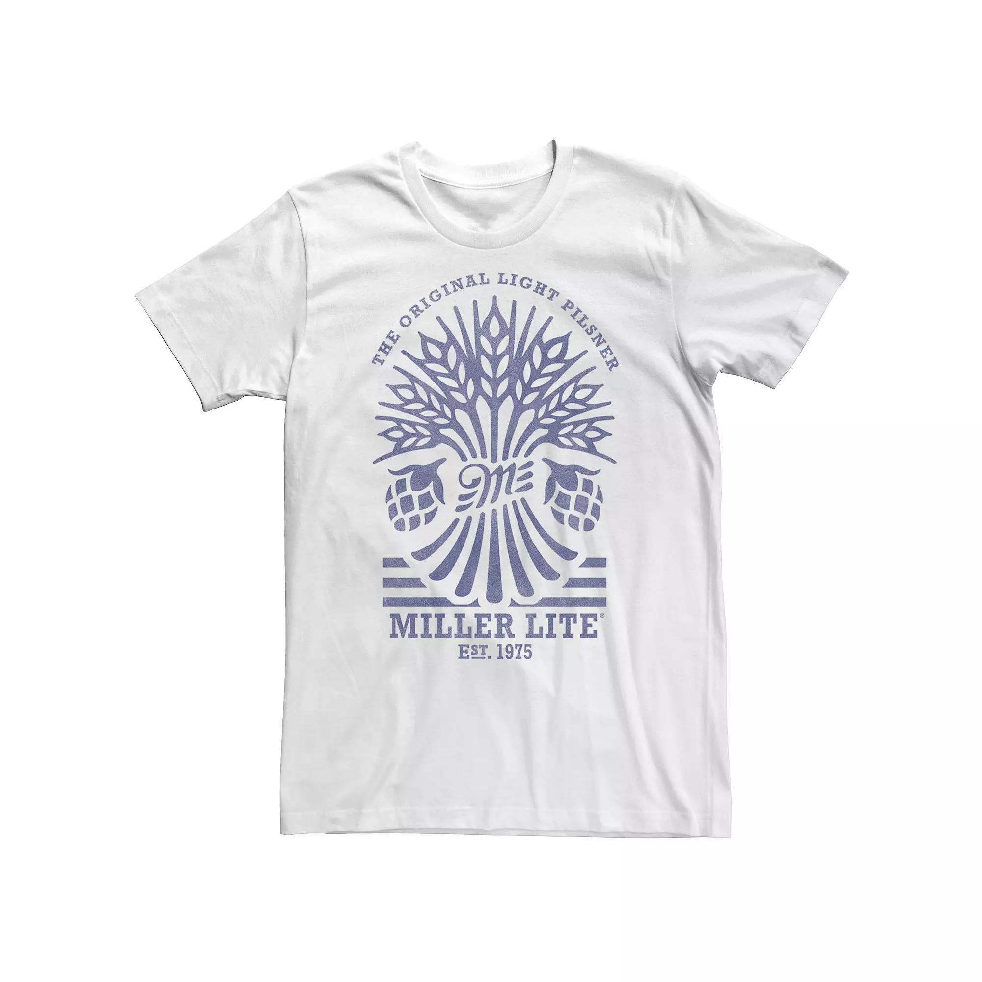 Big & Tall Miller Lite Beer Hops & Wheat Tee, Men's, Size: 4XL, White Product Image