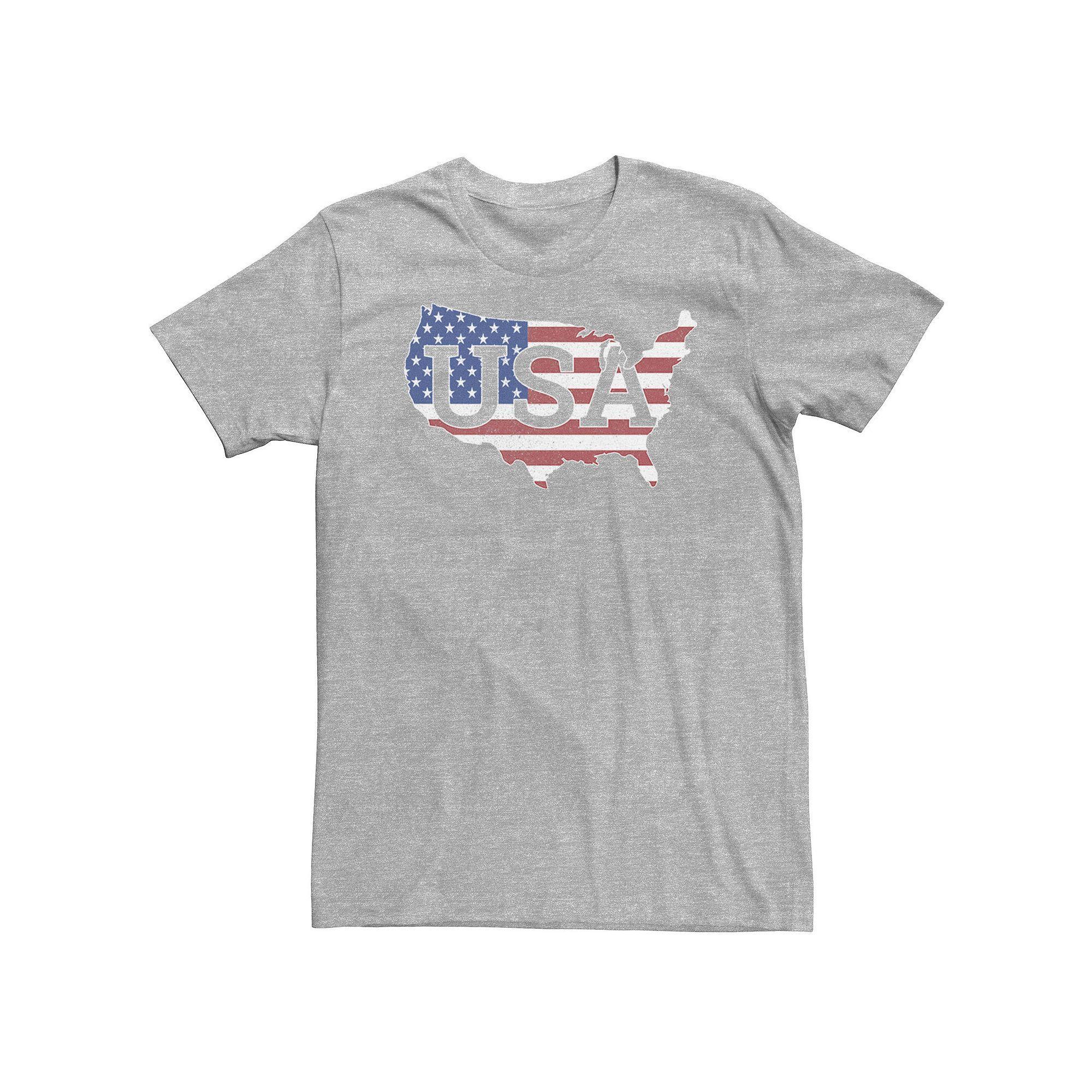 Big & Tall Americana USA American Flag Silhouette Tee, Men's, Size: XXL Tall, Athletic Grey Product Image