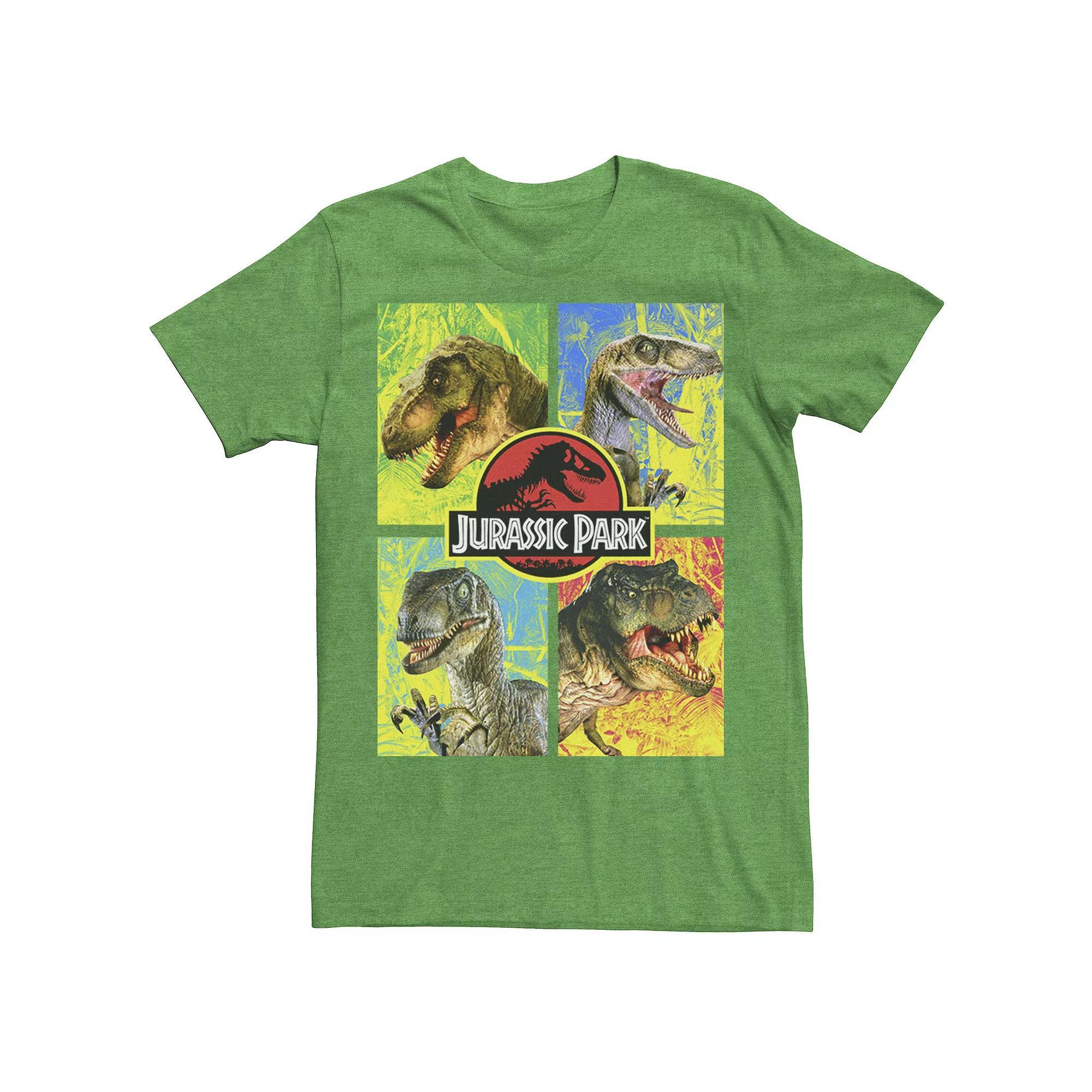 Men's Jurassic Park Four Dinosaur Faces Tee, Size: 3XL, Black Product Image