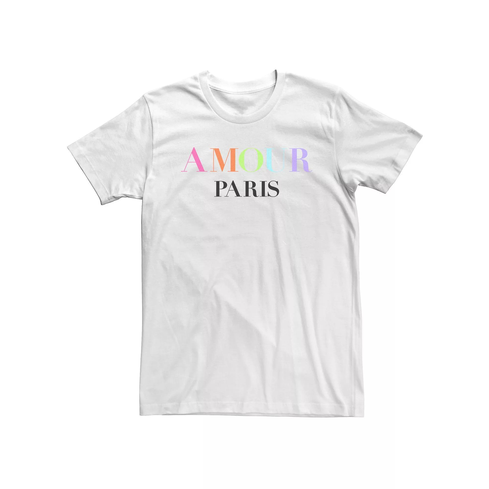 Big & Tall Trendy "Amour Paris" Tee, Men's, Size: 4XLT, White Product Image