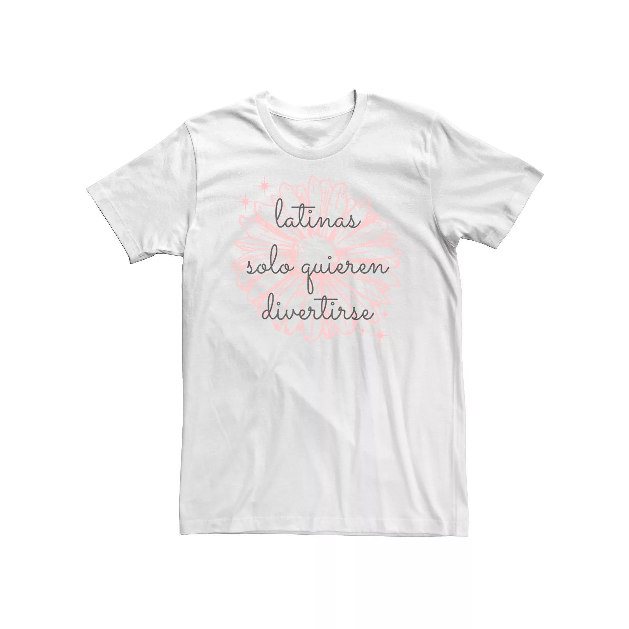 Men's Gonzales Latina Solo Quieren Divertirse Pink Flower Tee, Size: 3XL, White Product Image