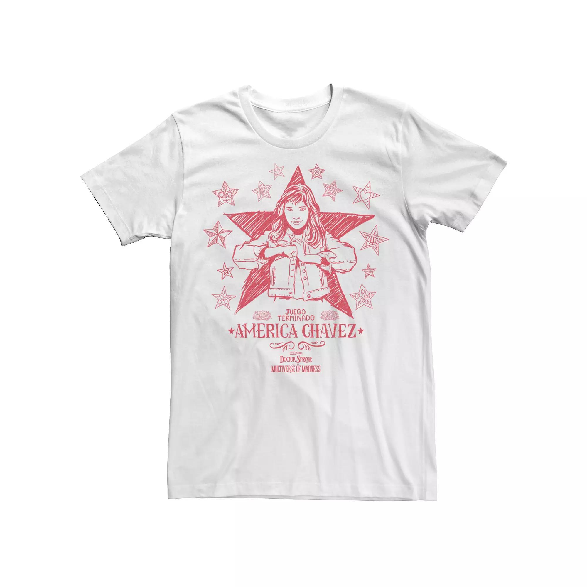 Men's Marvel Doctor Strange Movie 2 America Chavez Portrait Doodle Tee, Size: Medium, White Product Image