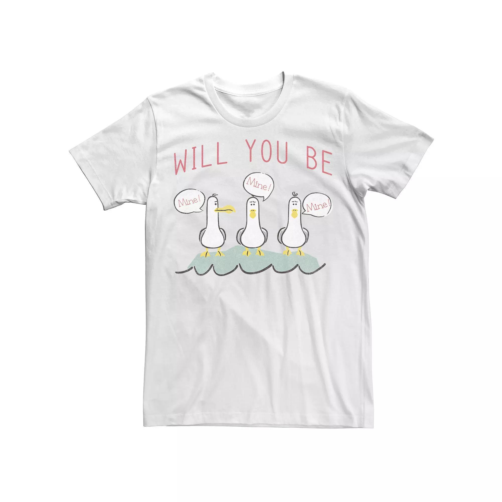 Big & Tall Disney / Pixar Finding Nemo Valentine's Day Seagulls Be Mine Tee, Men's, Size: 4XL Tall, White Product Image