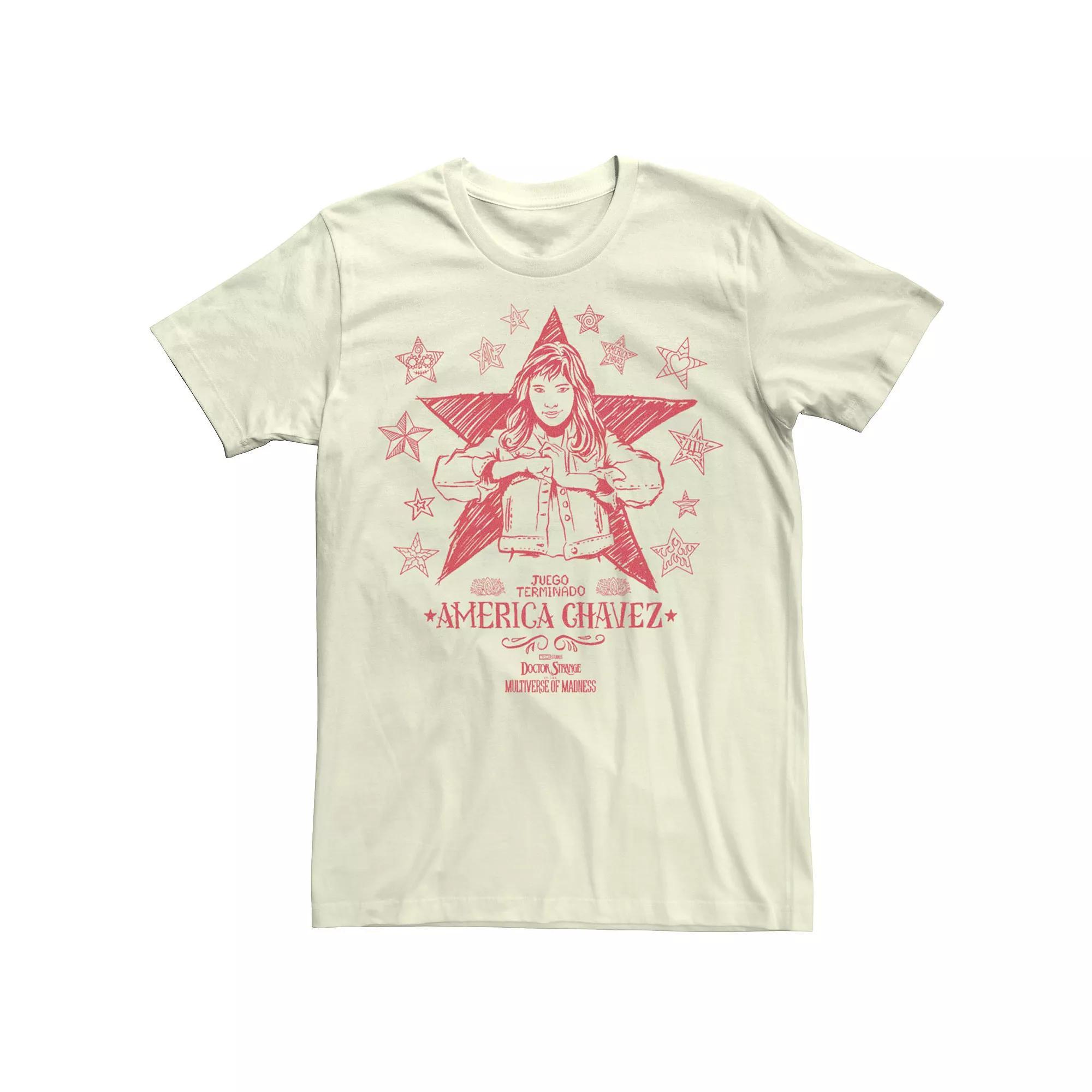 Men's Marvel Doctor Strange Movie 2 America Chavez Portrait Doodle Tee, Size: Medium, White Product Image