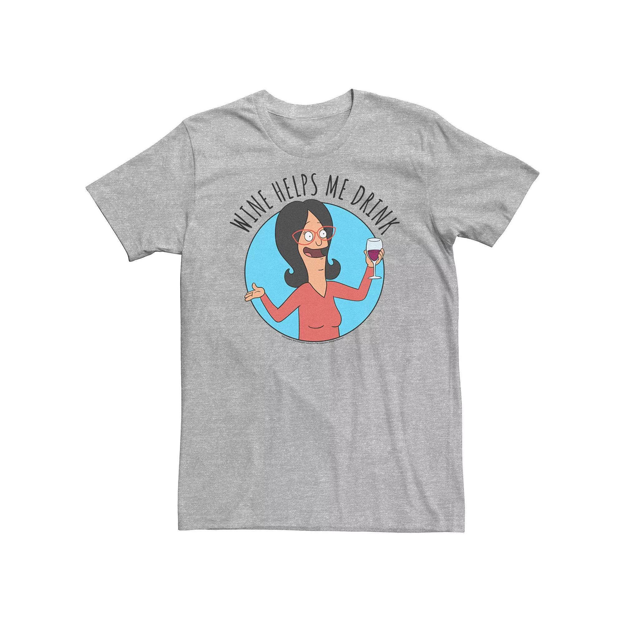 Men's Bobs Burgers Linda Wine Helps Me Drink Tee, Size: XL, Athletic Grey Product Image
