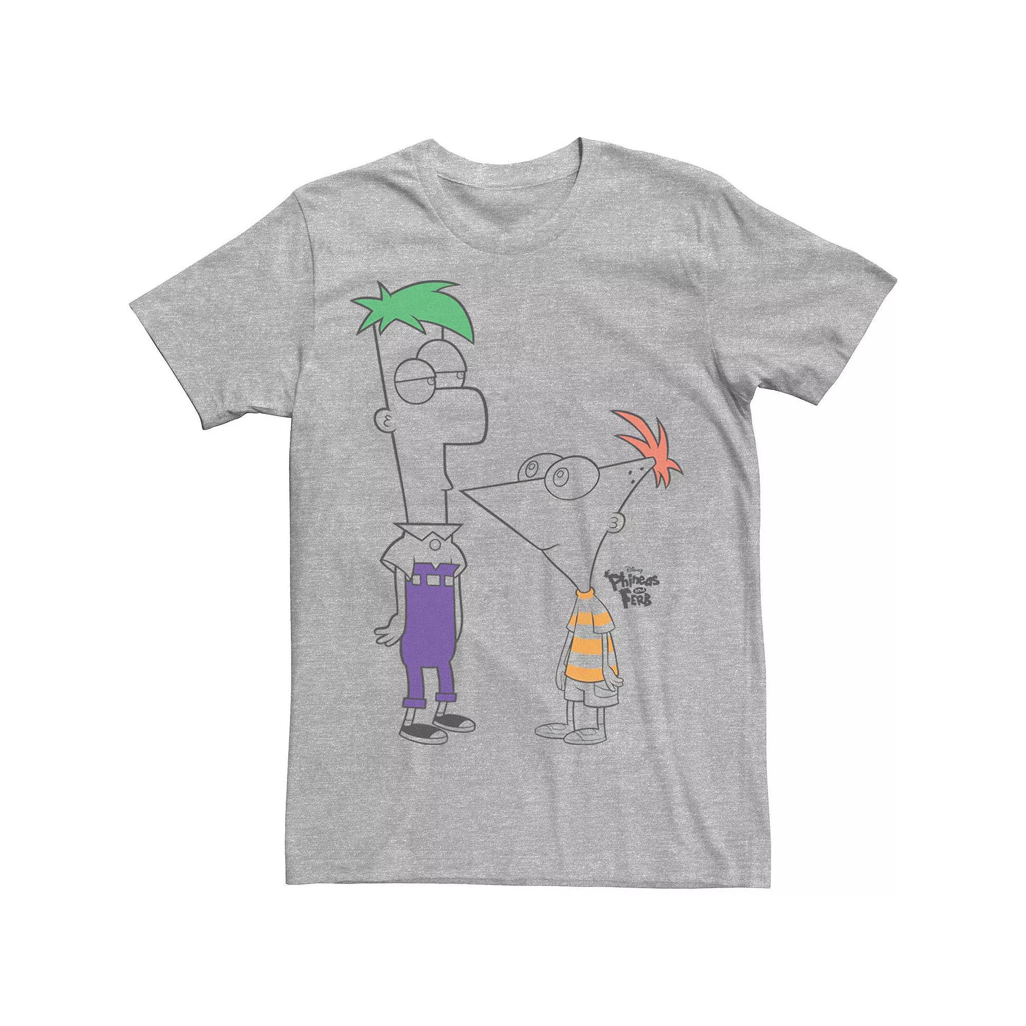 Disney's Phineas And Ferb Boys Of Summer Men's Tee, Size: Large, Athletic Grey Product Image