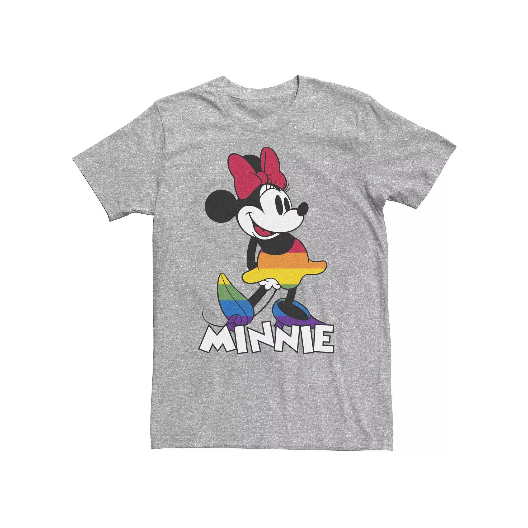 Big & Tall Disney Minnie Mouse Rainbow Striped Skirt Portrait Tee, Men's, Size: 4XL, Athletic Grey Product Image