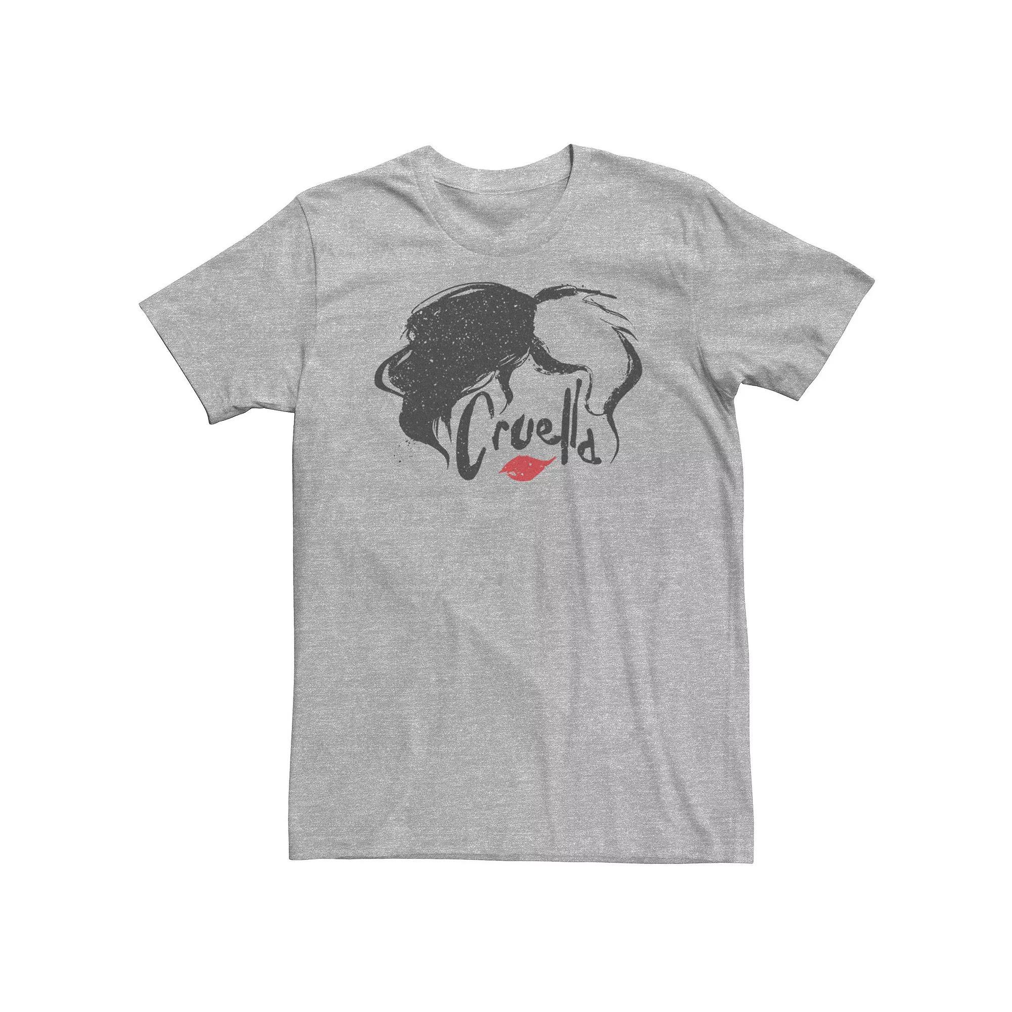 Big & Tall Disney Cruella Hair & Lips Logo Tee, Men's, Size: Large Tall, Athletic Grey Product Image