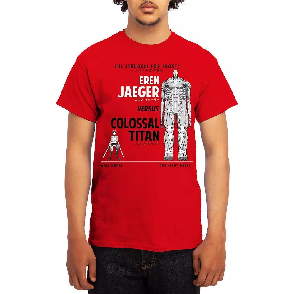 Men's Attack on Titan Eren Versus Colossal Titan Graphic Tee, Size: Large, Grey Lt Blue Product Image