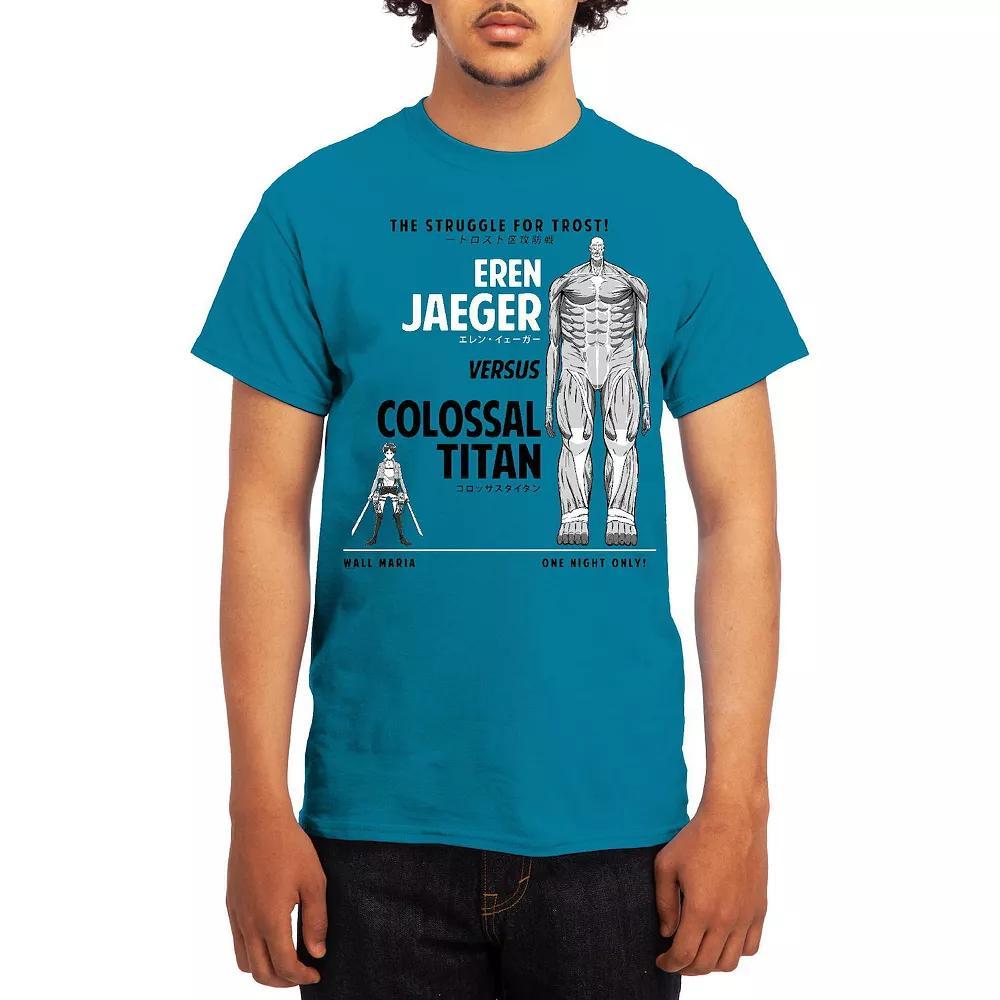 Men's Attack on Titan Eren Versus Colossal Titan Graphic Tee, Size: Large, Grey Lt Blue Product Image