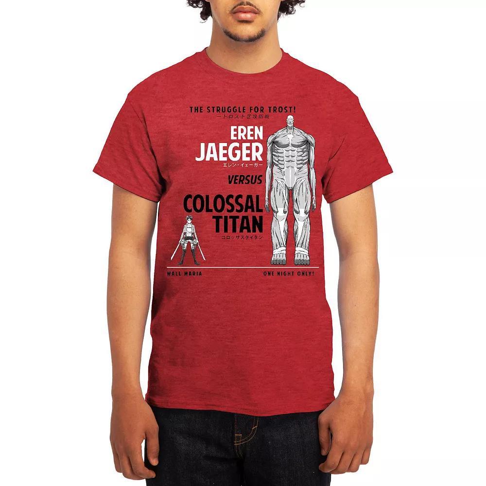 Men's Attack on Titan Eren Versus Colossal Titan Graphic Tee, Size: Large, Grey Lt Blue Product Image