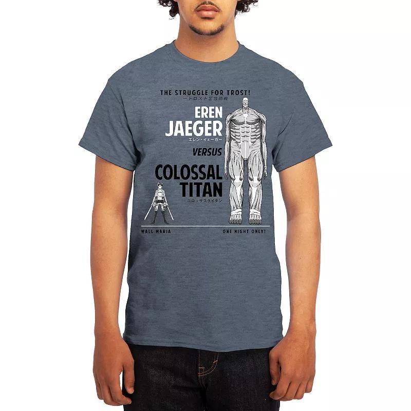 Men's Attack on Titan Eren Versus Colossal Titan Graphic Tee, Size: Large, Grey Lt Blue Product Image