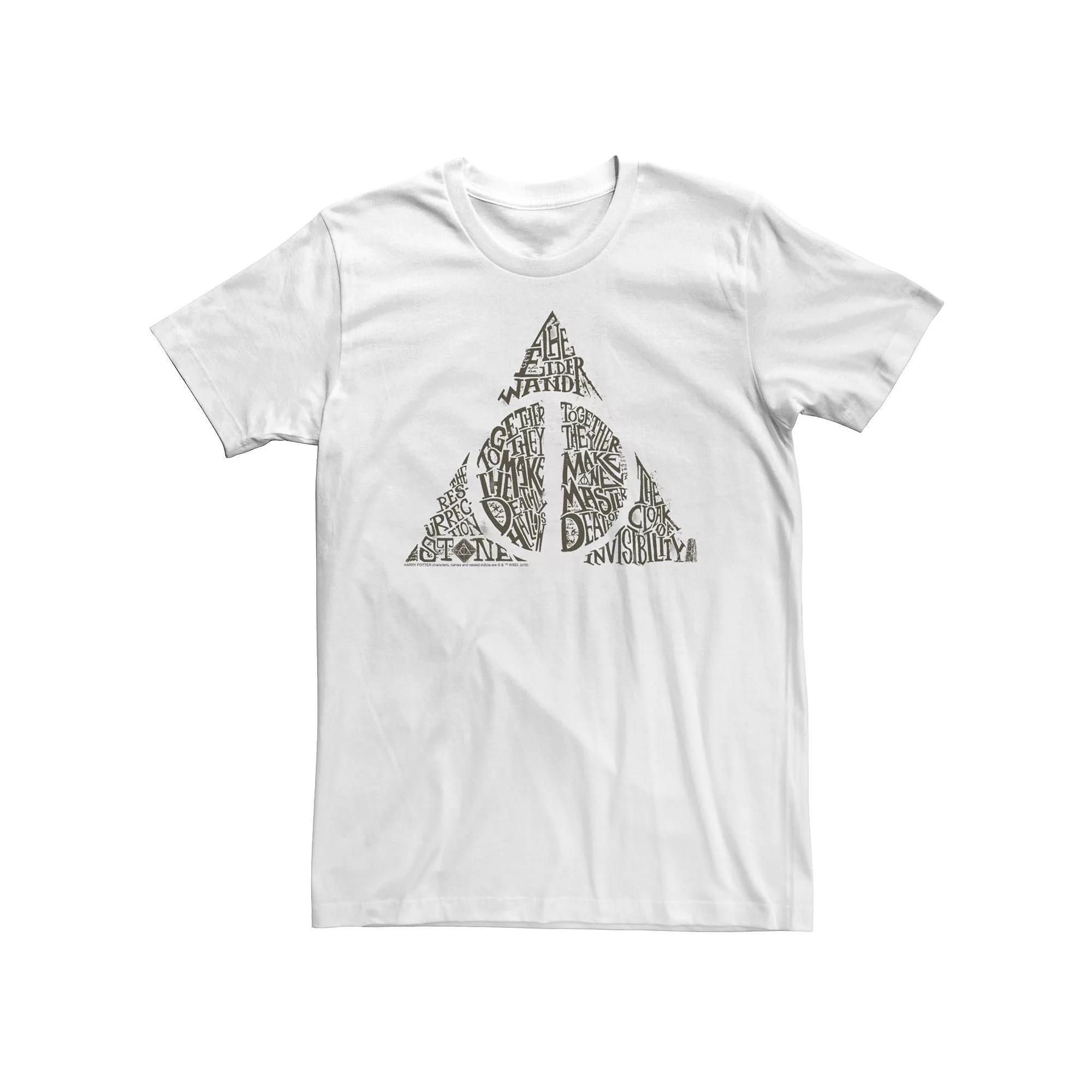 Big & Tall Harry Potter Deathly Hallows Sketch Text Fill Tee, Men's, Size: XXL Tall, White Product Image
