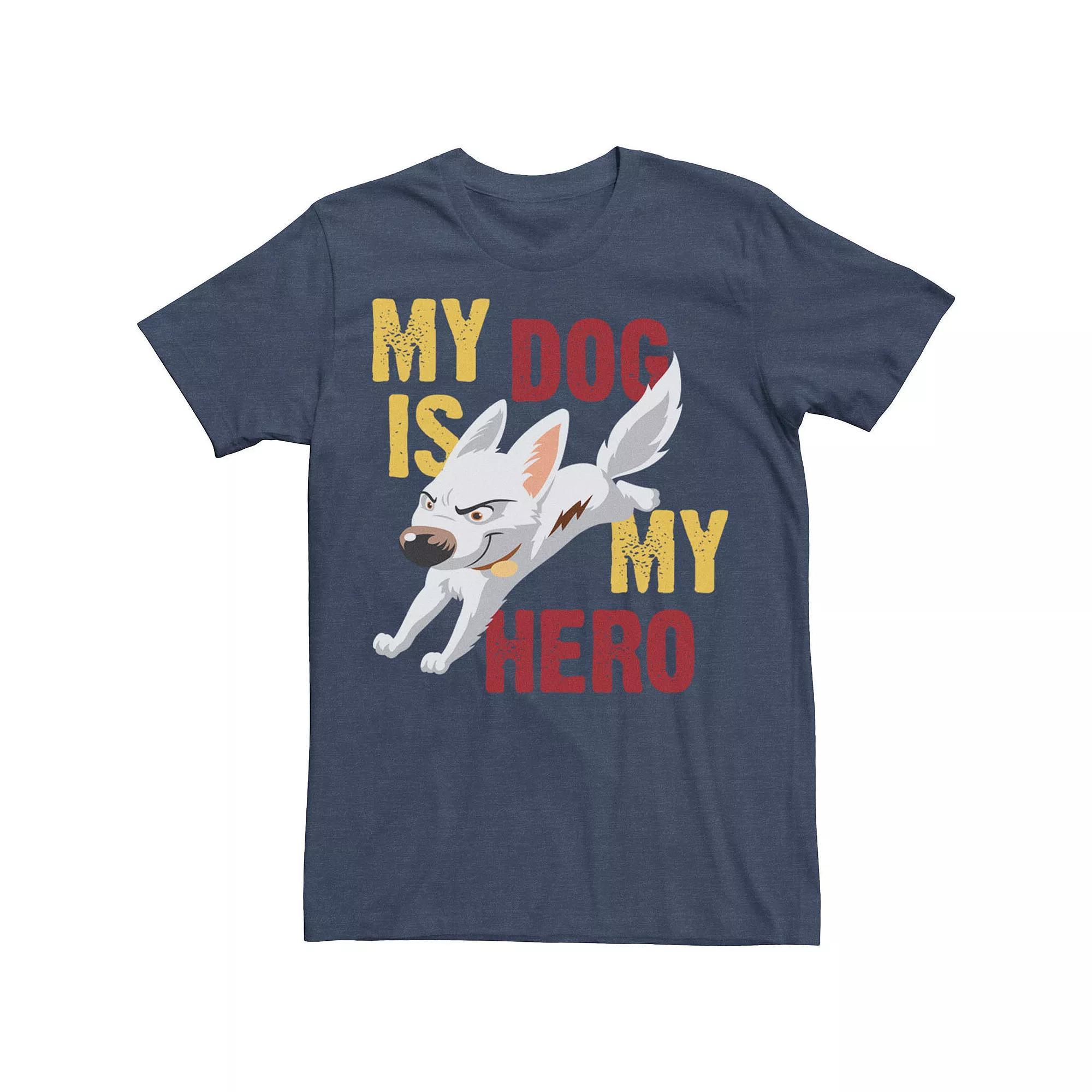 Disney's Bolt My Dog Is My Hero Men's Tee, Size: Small, Navy Grey Product Image