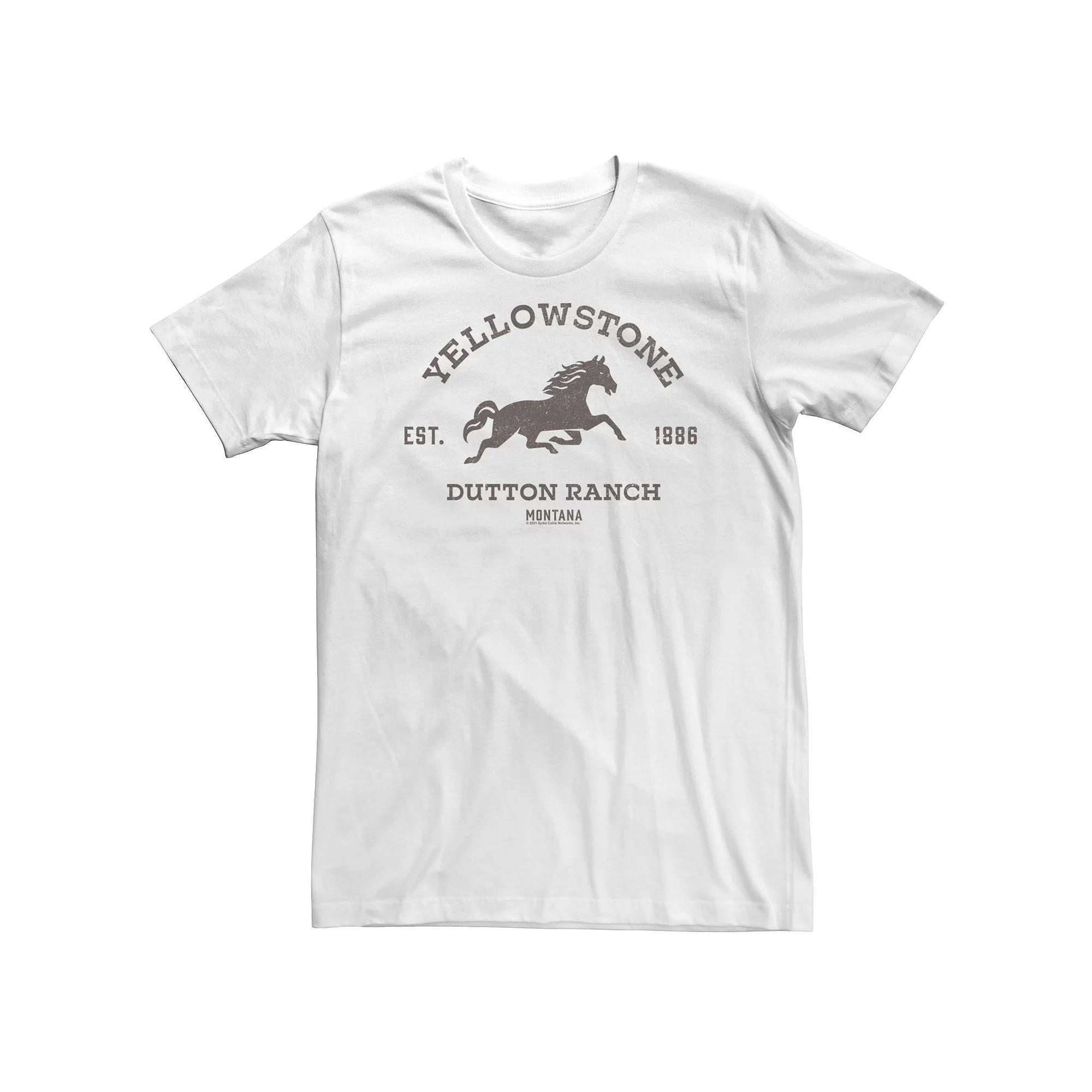 Big & Tall Yellowstone Dutton Ranch Montana Horse Logo Tee, Men's, Size: 5XL, White Product Image