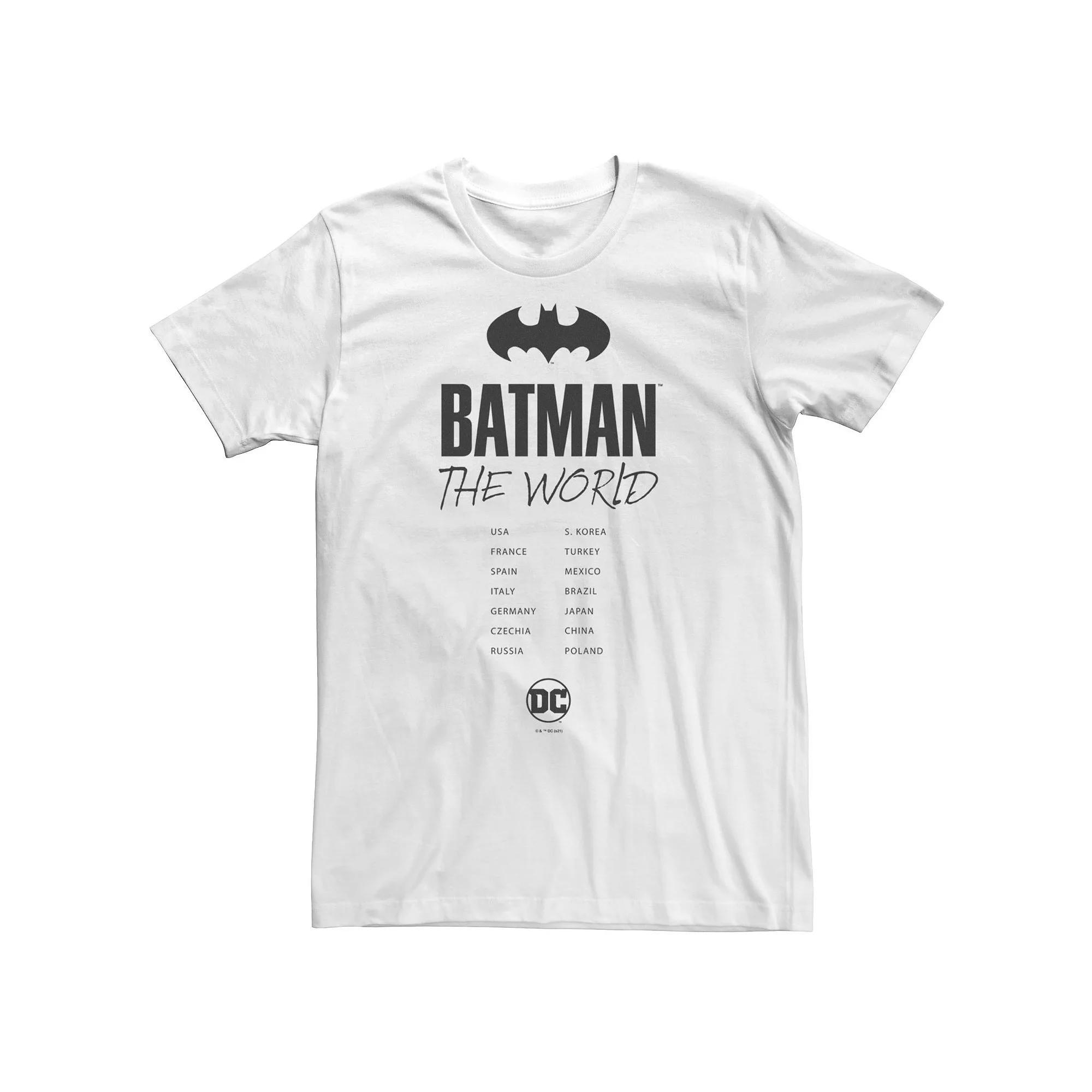 Big & Tall DC Comics Batman: The World Bat Logo Stamp Tee, Men's, Size: 4XLT, White Product Image