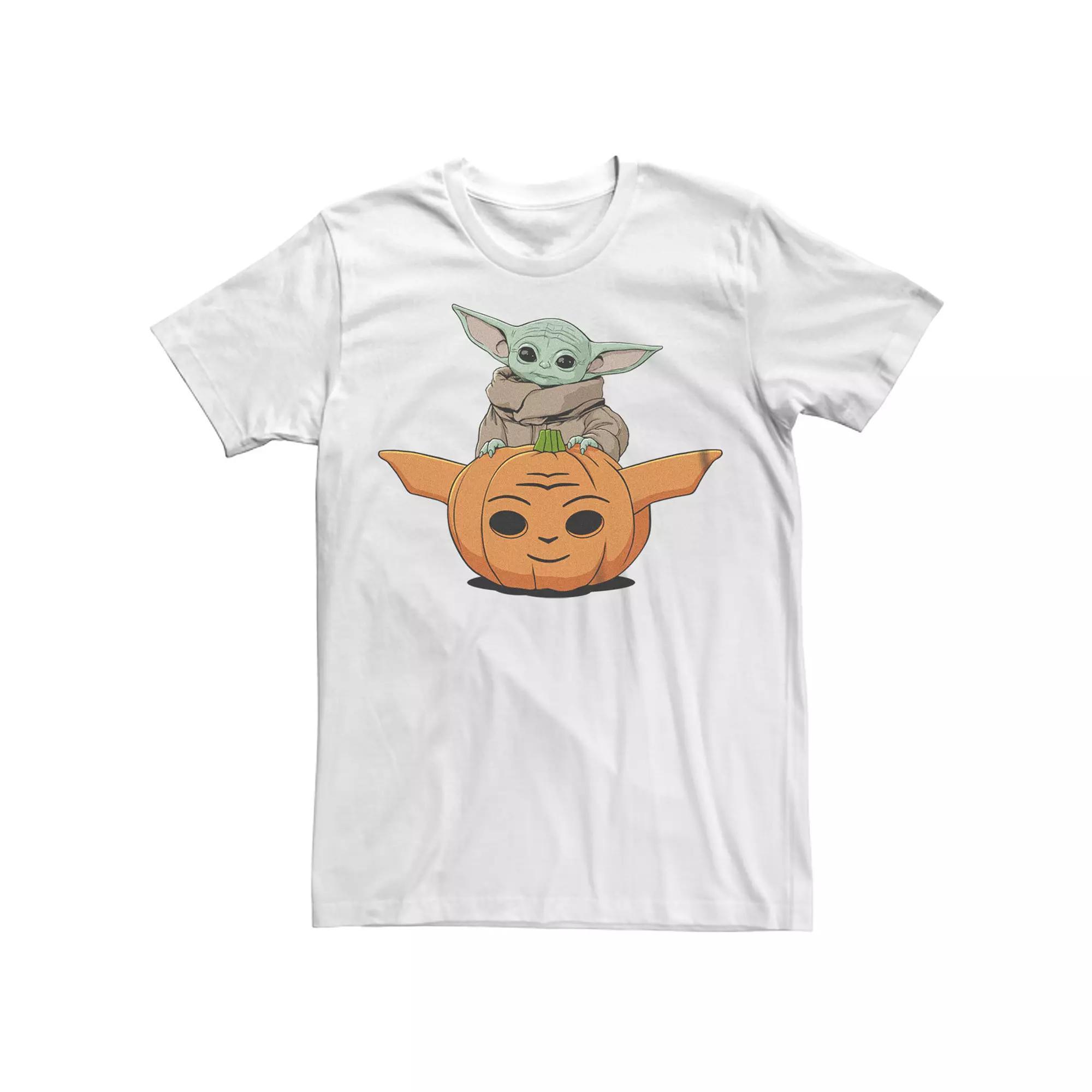 Men's Star Wars The Mandalorian Halloween Grogu Jack-o'-lantern Graphic Tee, Size: XXL, White Product Image