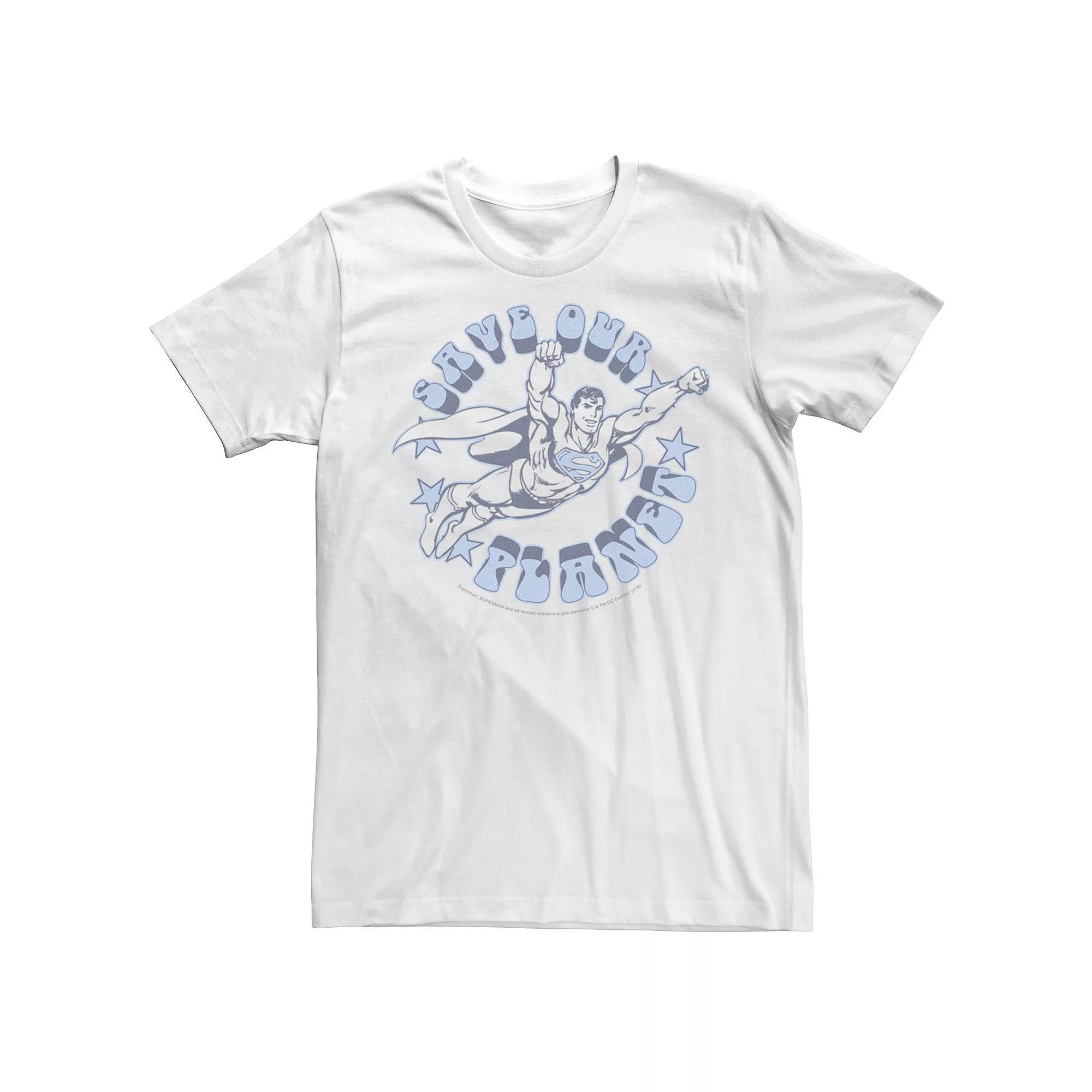 Men's DC Comics Superman Save Our Planet Circle Text Poster Graphic Tee, Size: Medium, White Product Image
